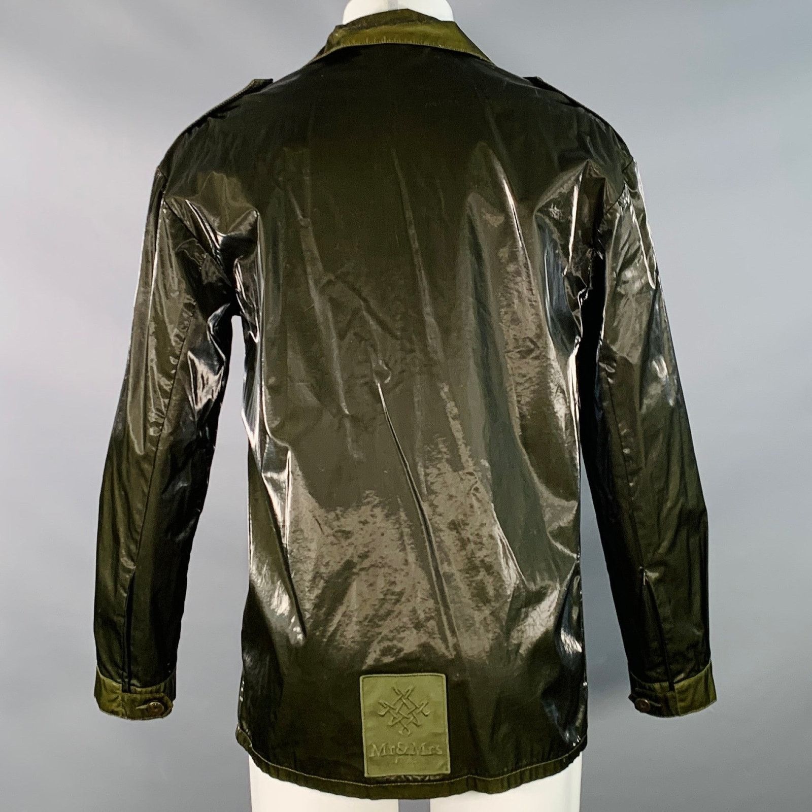 MR & MRS ITALY MR & MRS XS Green Olive Shimmery Cotton Blend Parka Jacket Size US XS / EU 42 / 0 - 4 Thumbnail