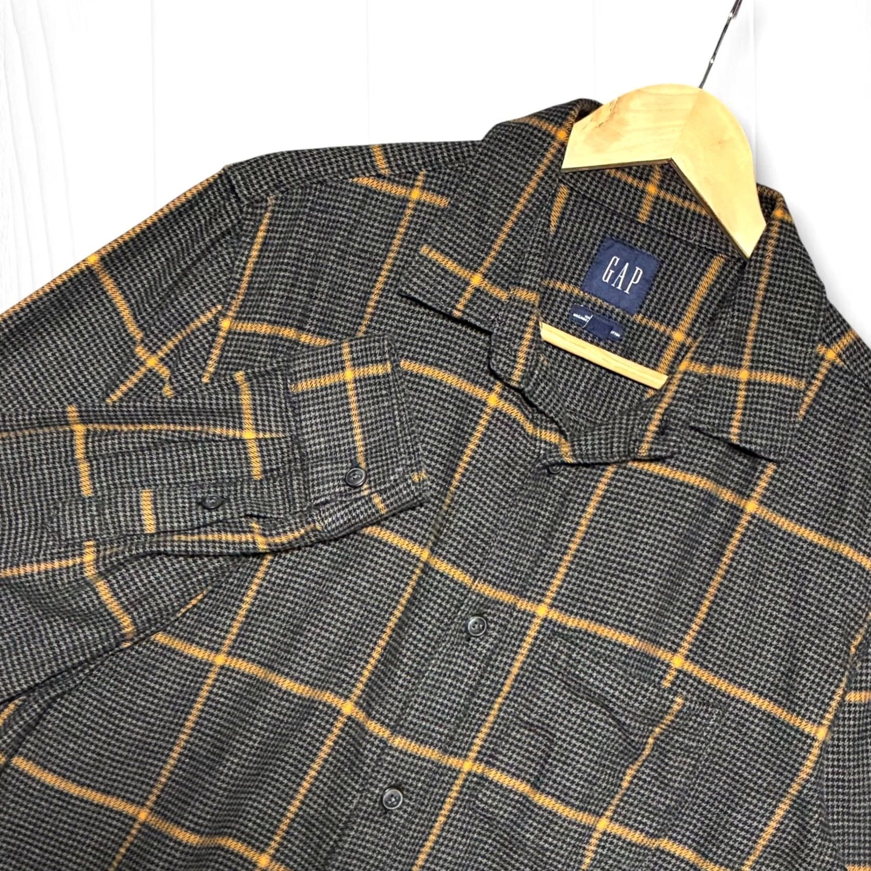 Gap VINTAGE Gap Organic Cotton Houndstooth Windowpane Flannel Shirt Mens M Gray Size US M / EU 48-50 / 2 - 2 Thumbnail