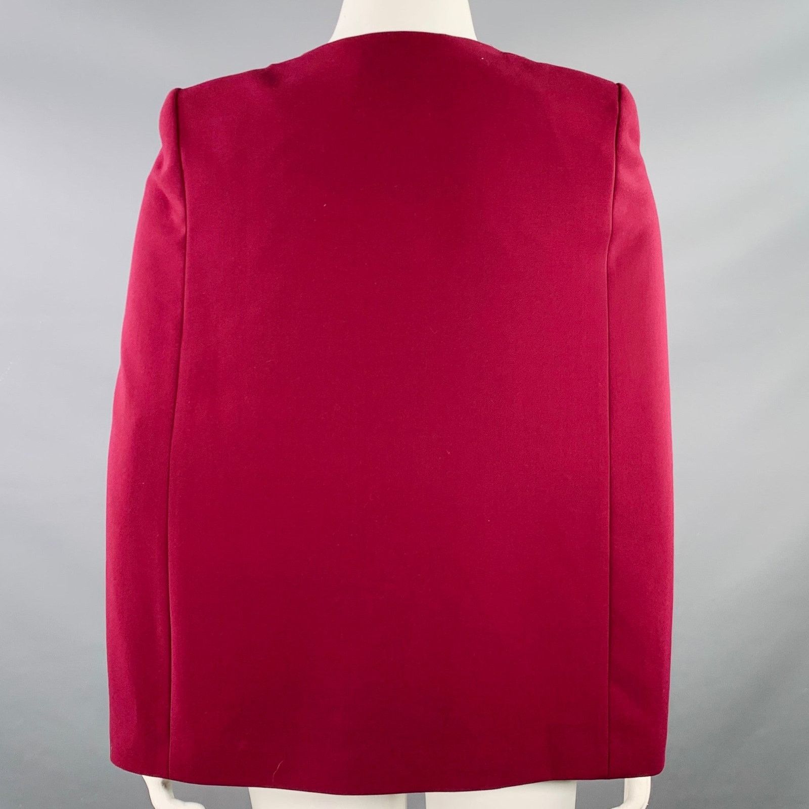 Ted Baker Size L Burgundy Polyester Blend Eye Hook Cape Jacket Blazer Size L / US 10 / IT 46 - 4 Thumbnail
