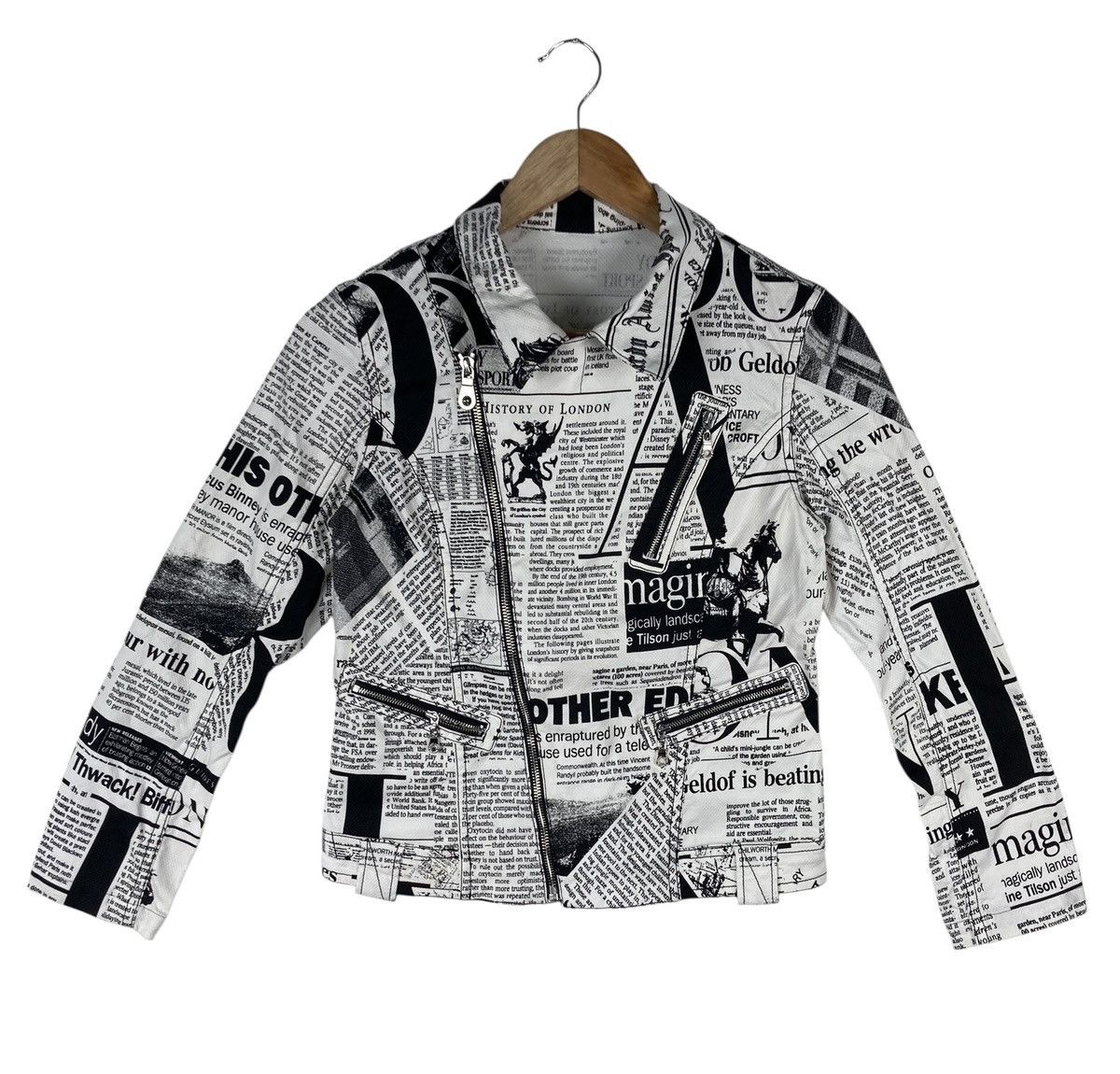 Hardy Amies Vintage Hardy Amies London Newspaper Print Bike Jacket Size M / US 6-8 / IT 42-44 - 2 Thumbnail