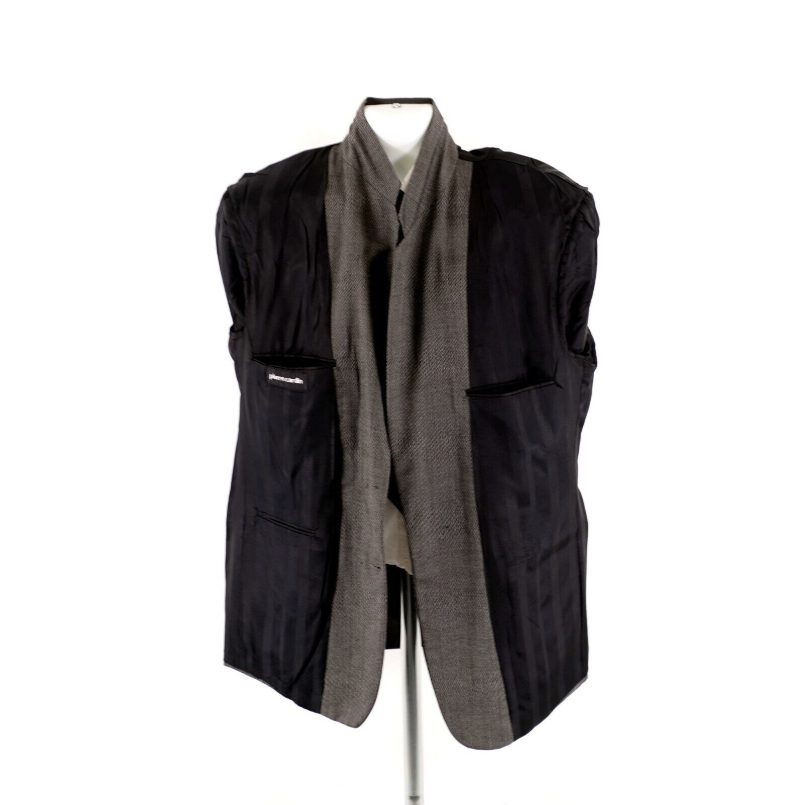 Pierre Cardin Pierre Cardin Textured Tweed Wool Gray Check 2 Button Blazer Size 44L - 11 Thumbnail
