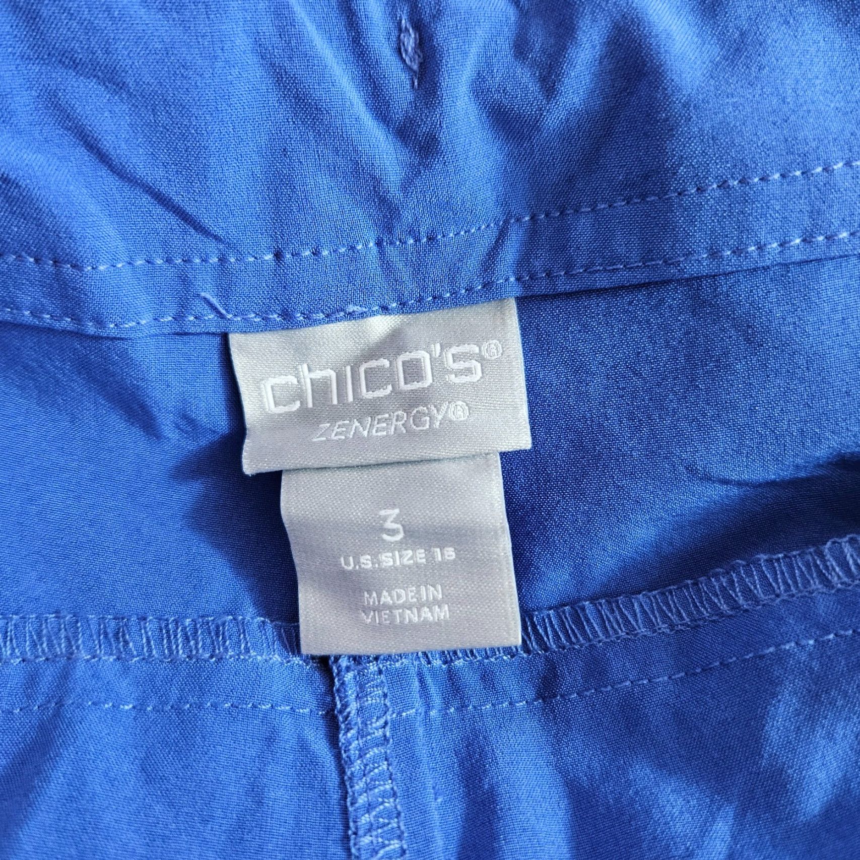 Vintage Chicos Zenergy Womens Cropped Pants XL Blue High Rise Drawstring Cargo Pocket Size 40" / US 18 - 7 Thumbnail