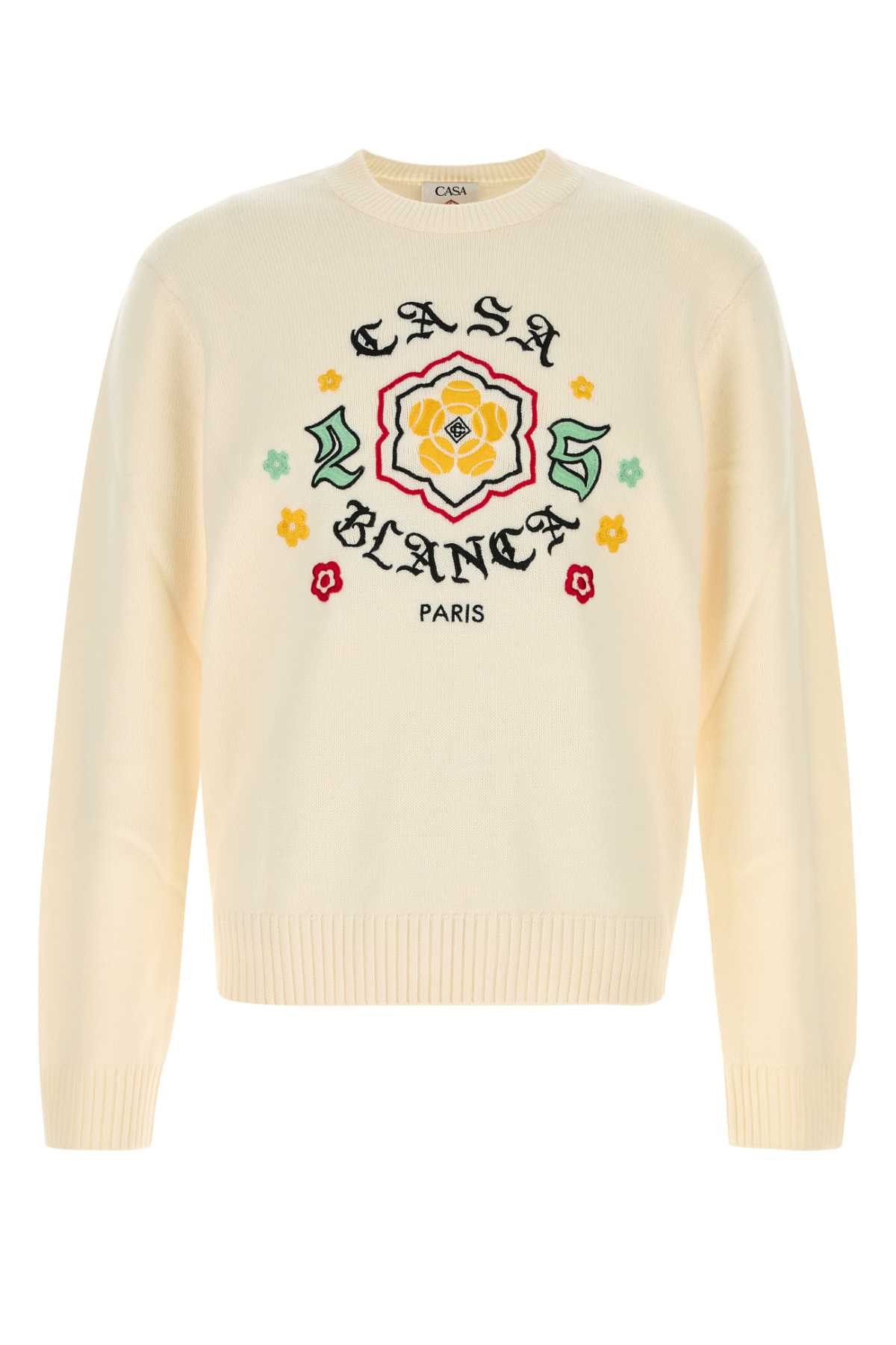 Casablanca Ivory Wool Sweater Size US XL / EU 56 / 4 - 1 Thumbnail