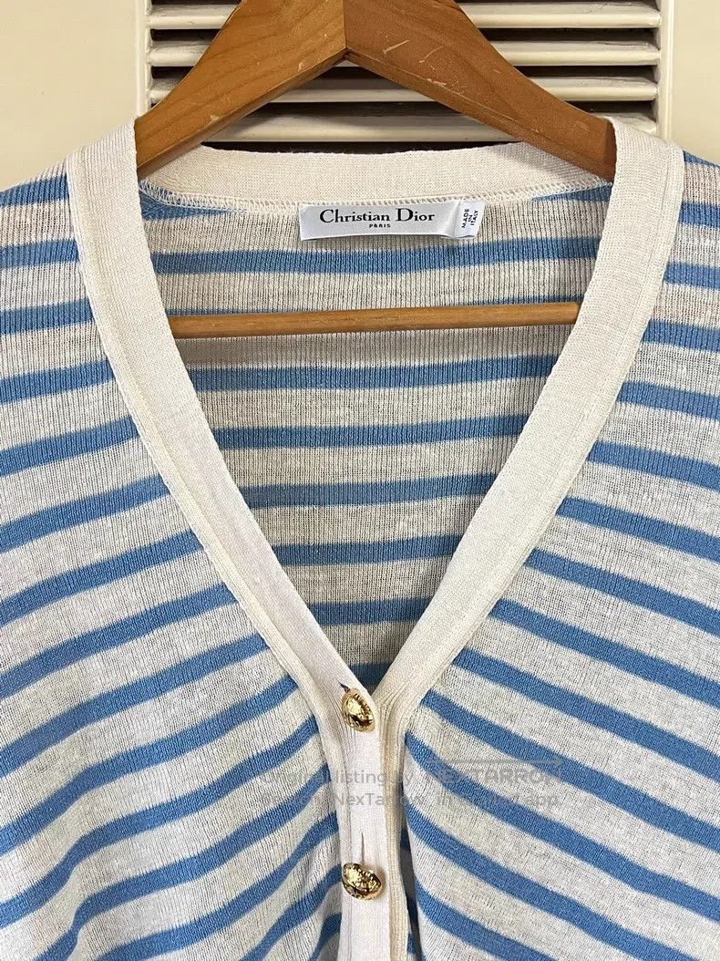 Dior Dior Blue and white striped knitted cardigan coat Size XS / US 0-2 / IT 36-38 - 3 Thumbnail