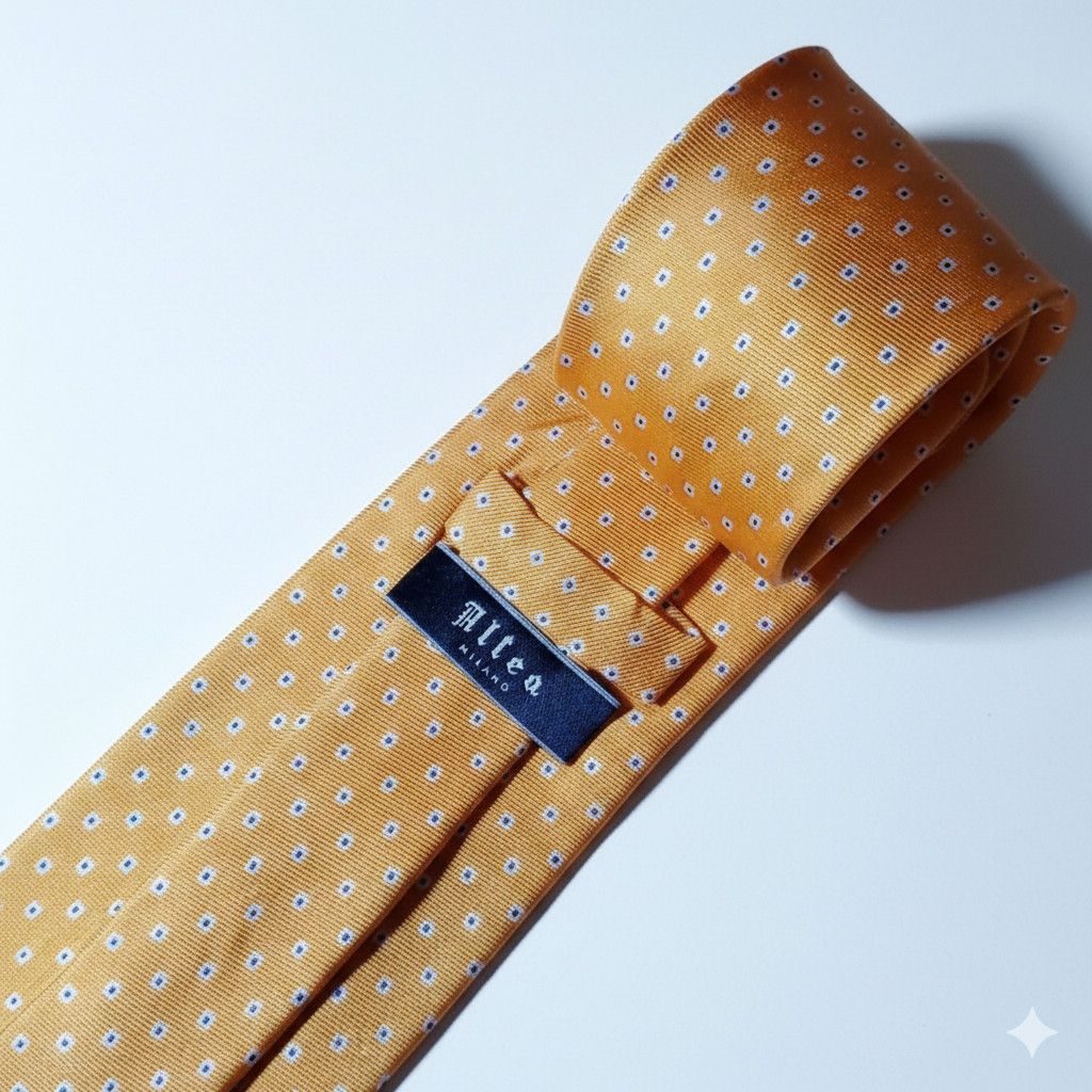 Altea Altea Milano 100% Silk Vintage Orange Tangerine Navy Blue Size ONE SIZE - 5 Thumbnail