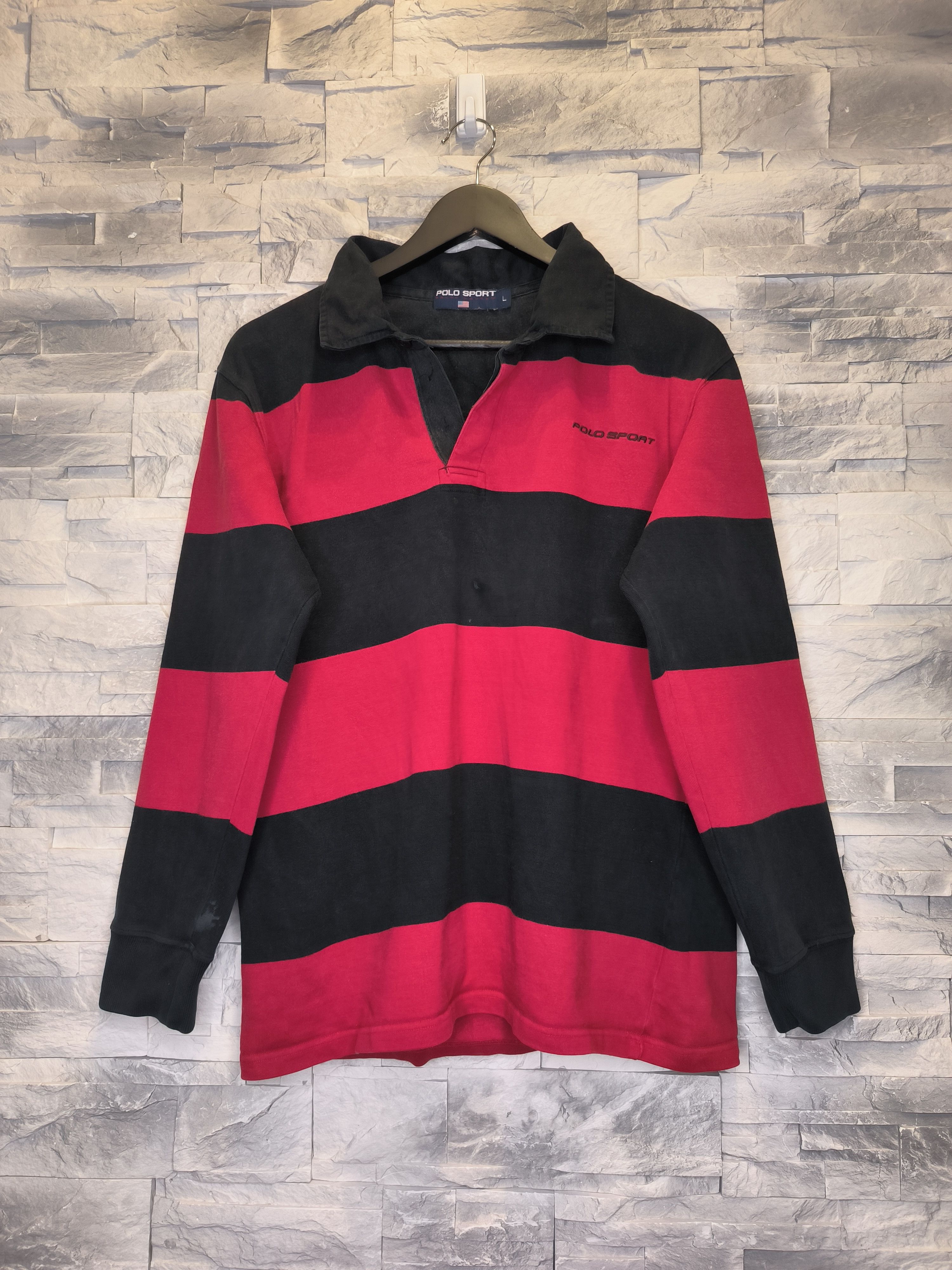 Polo Ralph Lauren Polo Sport Ralph Lauren Striped Rugby Sweatshirt Size US S / EU 44-46 / 1 - 1 Thumbnail