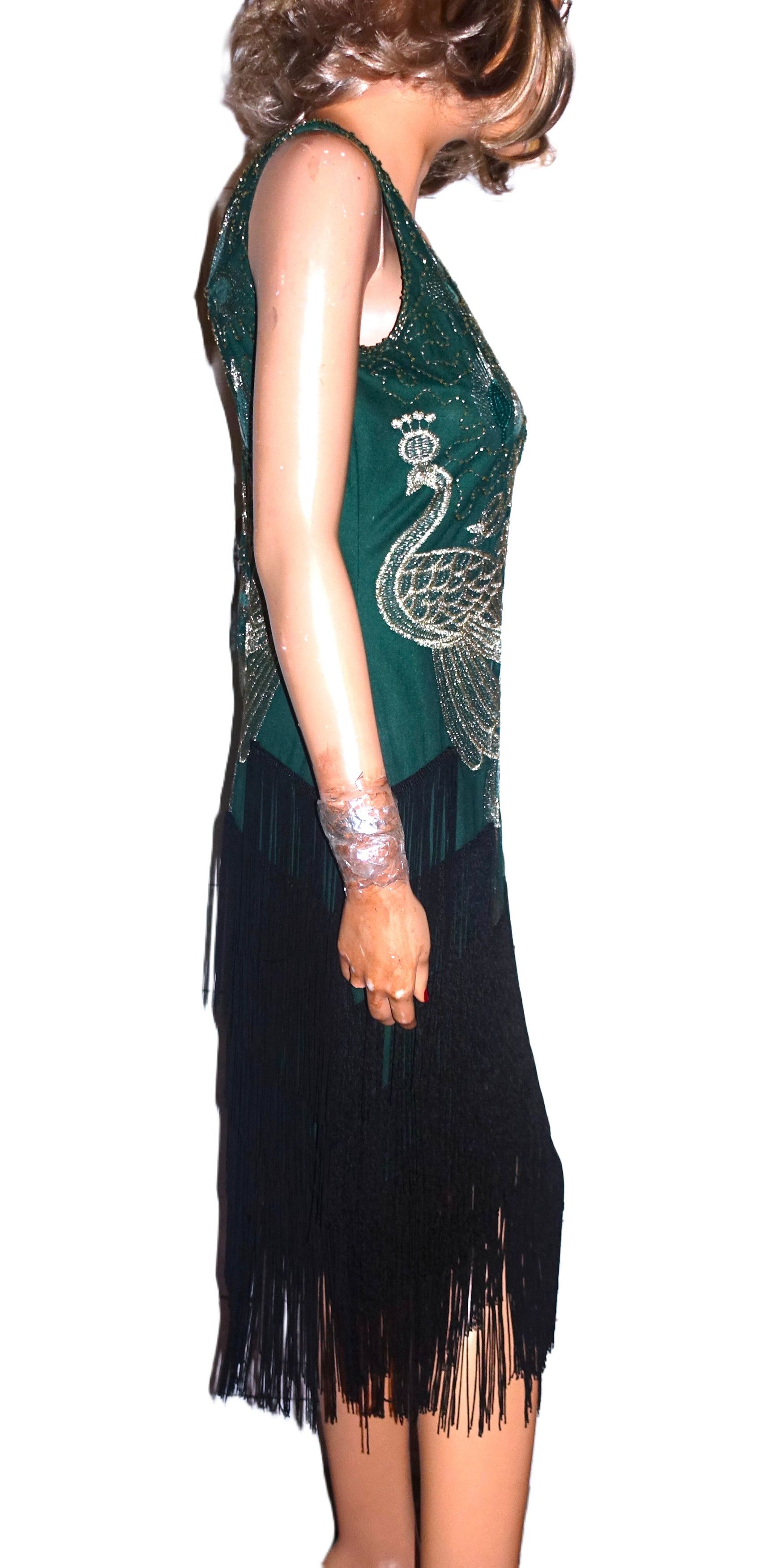 Other Babeyond Pine Green Gold Faux 20's Flapper Dress M Size M / US 6-8 / IT 42-44 - 6 Thumbnail