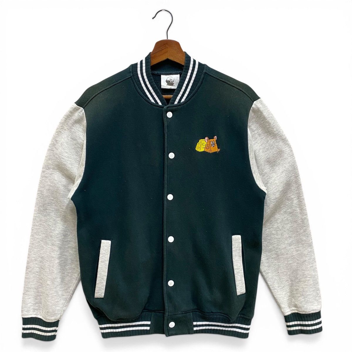 Warner Bros Vintage Tom and Jerry Varsity Jacket Green & Grey Size M Size US M / EU 48-50 / 2 - 3 Thumbnail