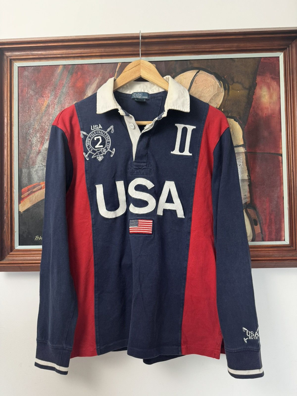 Polo Ralph Lauren USA Rugby Polo Shirt Rare Hype Longsleeve