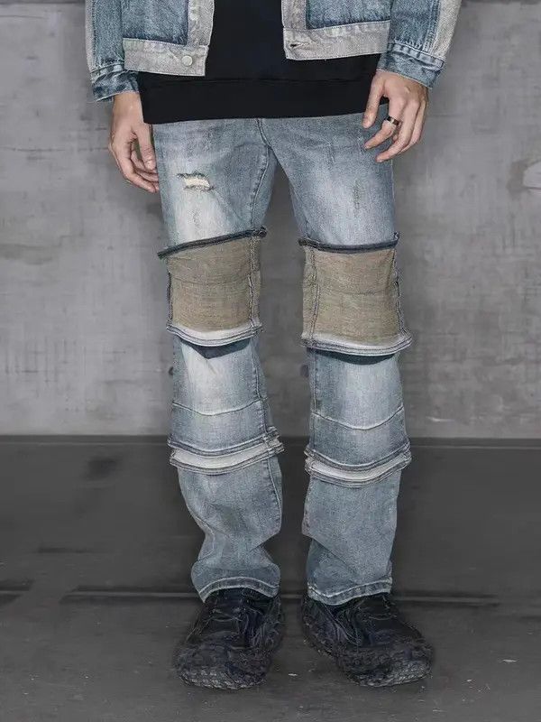 VIBE Vintage washed deconstructed patchwork rare jeans Size US 32 / EU 48 - 3 Thumbnail