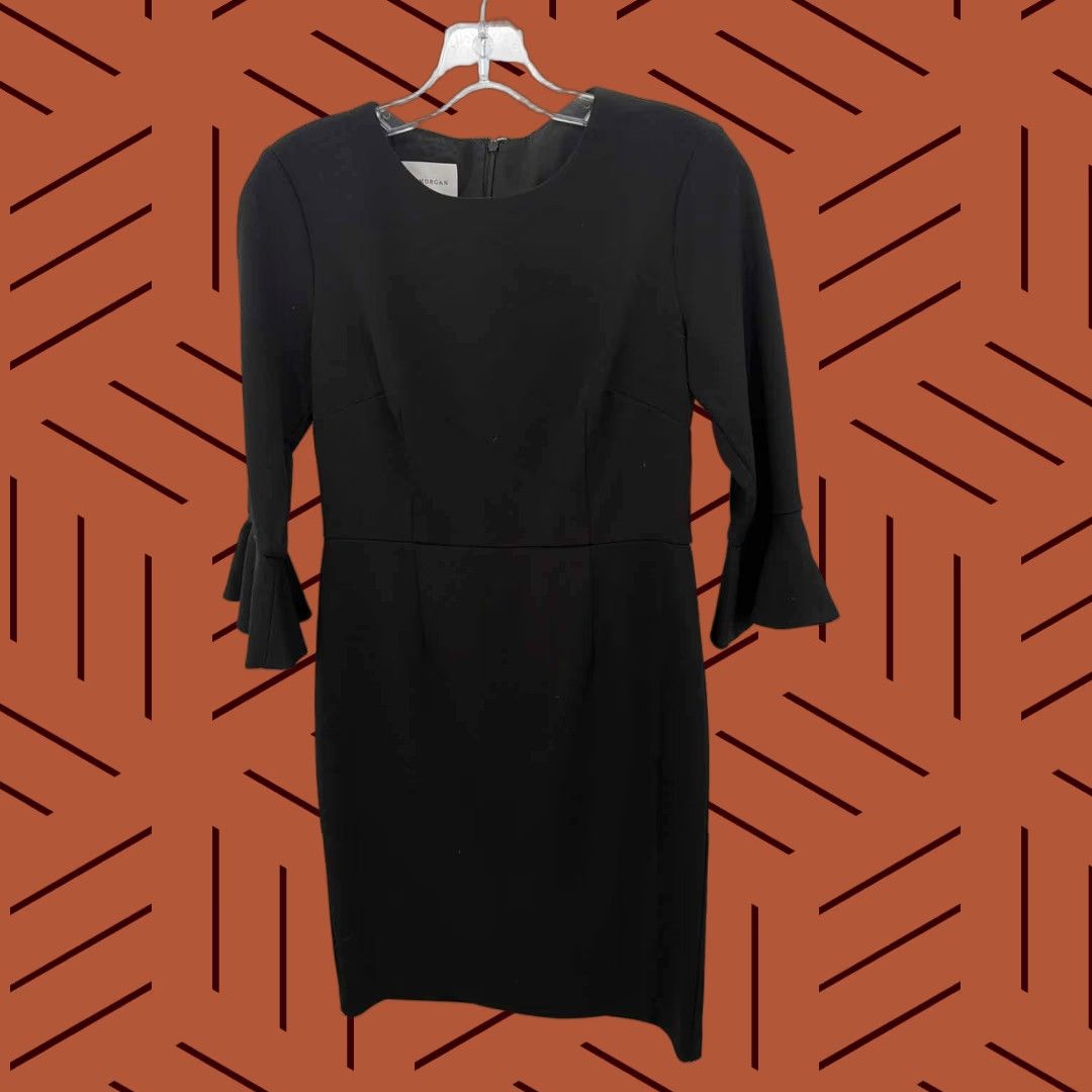 Donna Morgan Dress Black Size 2 Short Long Sleeve Pre-Owned
