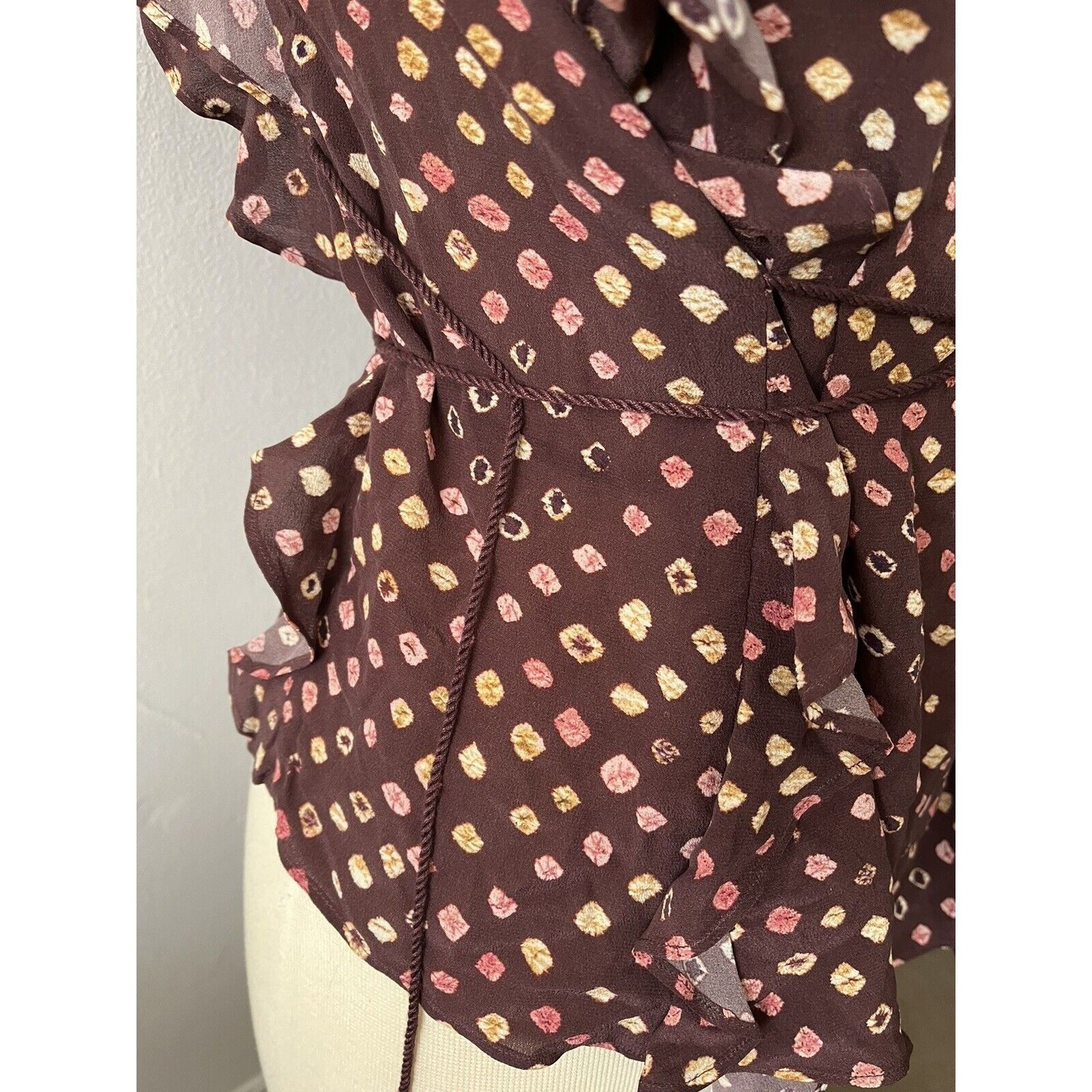 Ulla Johnson Plum Red Polka Dot Print Top Cotton Sleeveless
