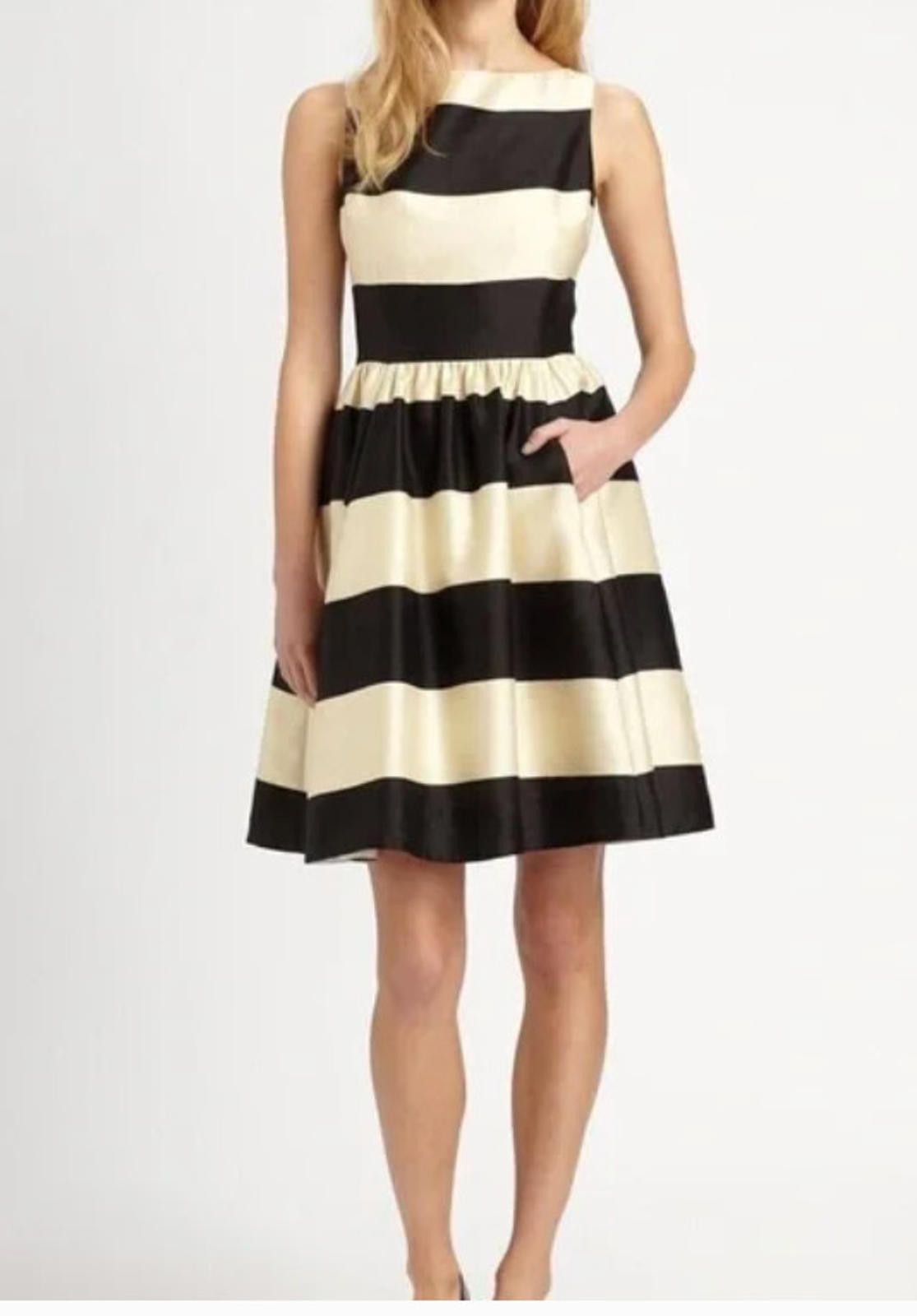 Designer Womens sz 6 Kate Spade blk/ivory striped dress preloved #286 Size M / US 6-8 / IT 42-44 - 4 Thumbnail