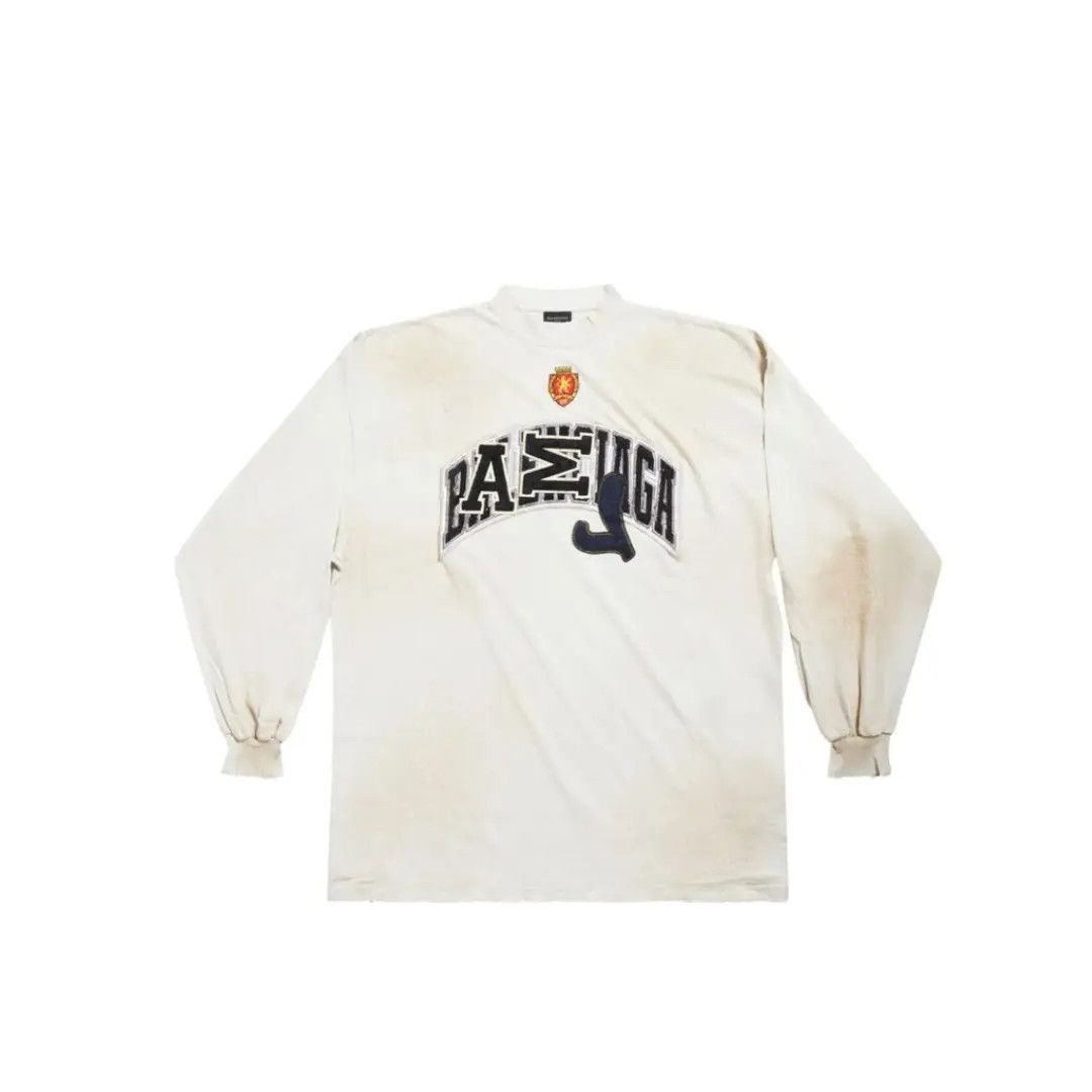 Balenciaga o1in1g1124 Skater Long Sleeve T- Shirt Oversized Dirty White Size US S / EU 44-46 / 1 - 1 Thumbnail