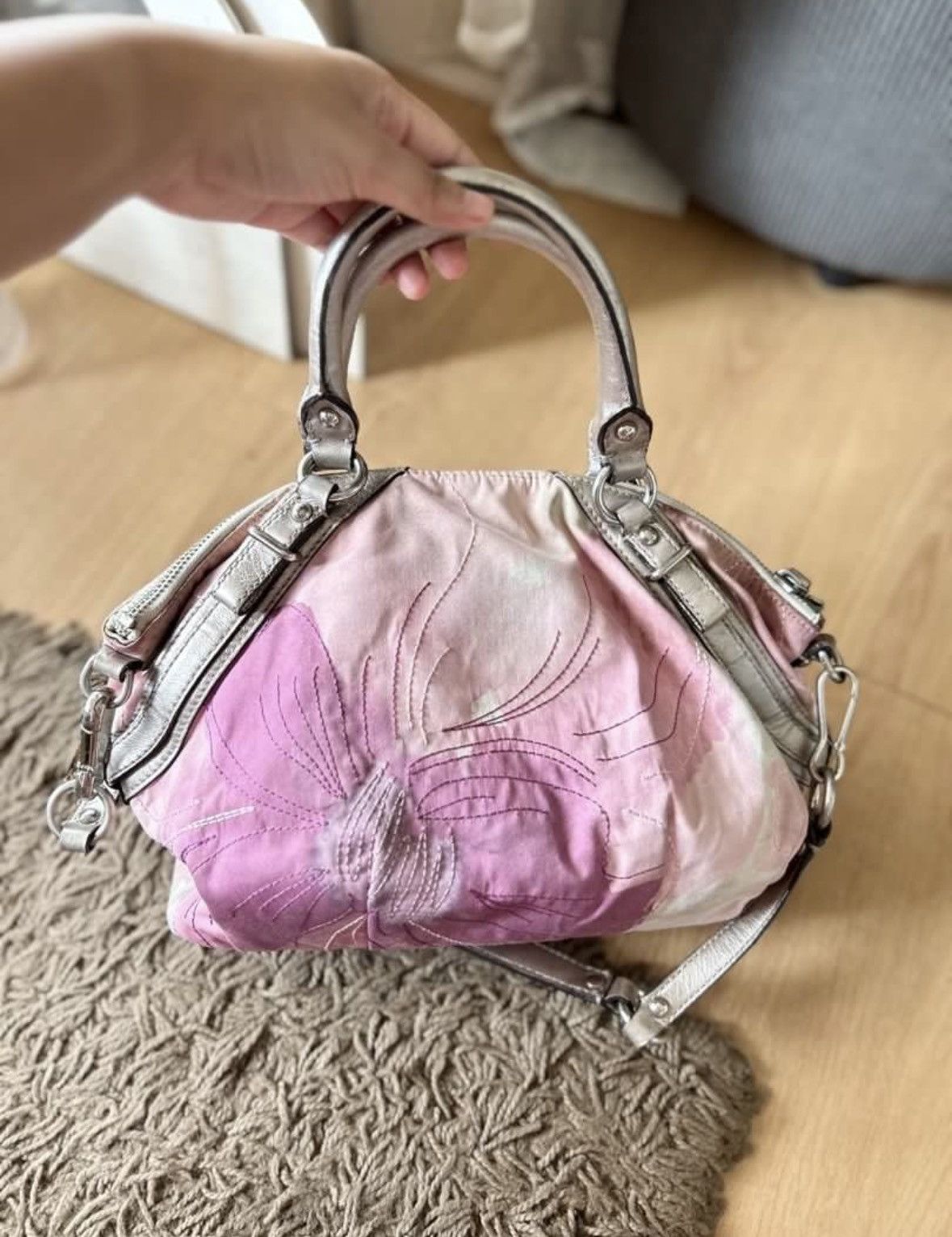 Coach Coach Satin Floral Satchel Bag | Y2K Era | Pink Purple | Grailed
