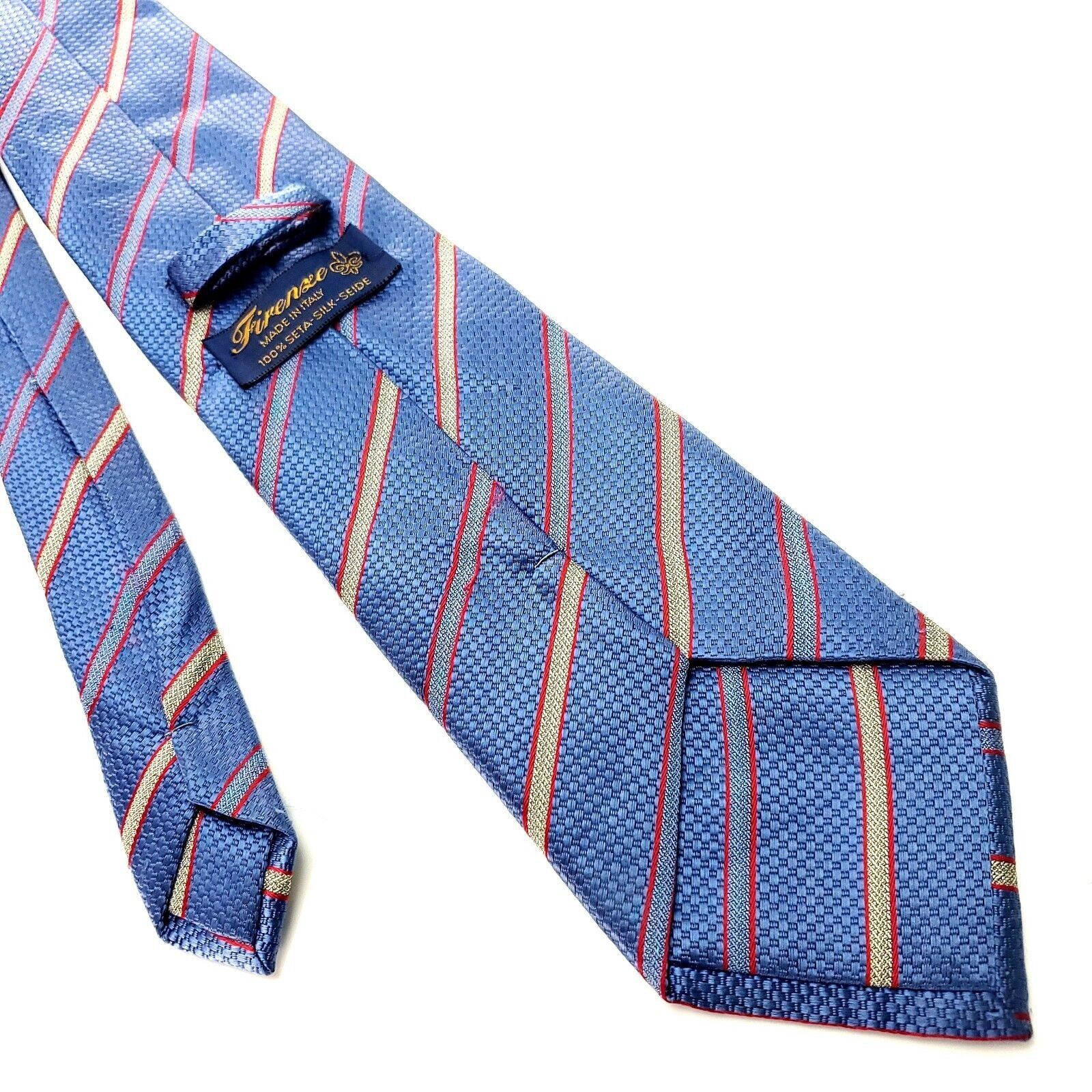 Firenze Firenze Silk Tie Woven Blue Striped Short Size ONE SIZE - 3 Thumbnail
