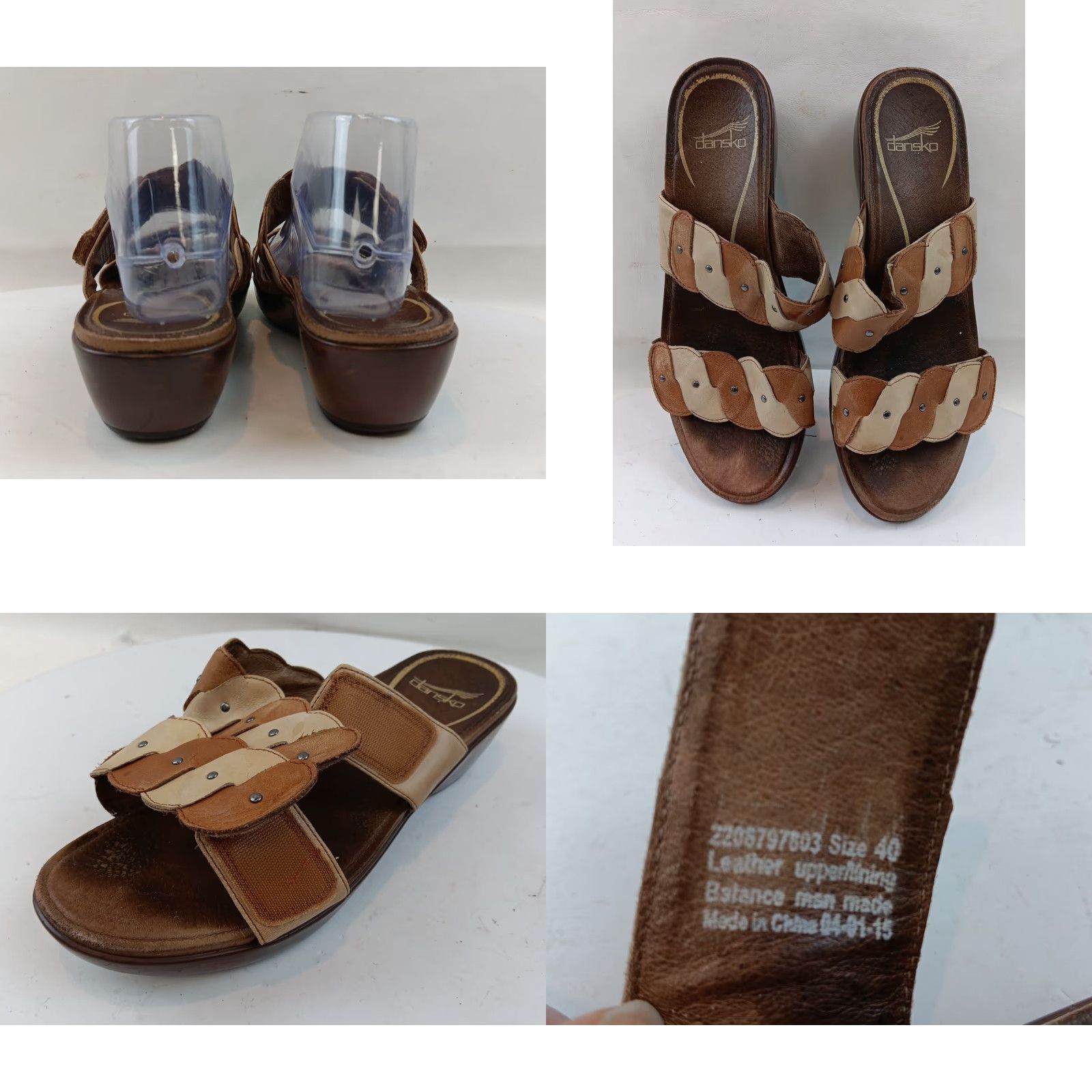 Dansko Dansko Dee Sandals Women’s US 10 EU 40 Brown Double Strappy Slide Studded Wedge Size US 10 / IT 40 - 11 Thumbnail
