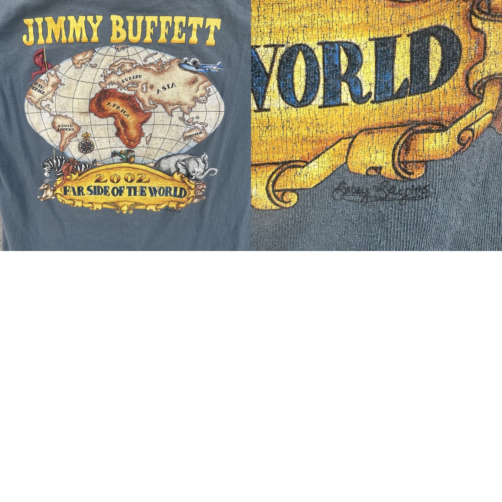 Vintage VINTAGE Sundog Men’s T-Shirt Graphic Print 2002 Jimmy Buffet Far Side Of The World Concert Tour Tee L Blue Mens Regular Short Sleeve Crew Neck Size US L / EU 52-54 / 3 - 11 Thumbnail