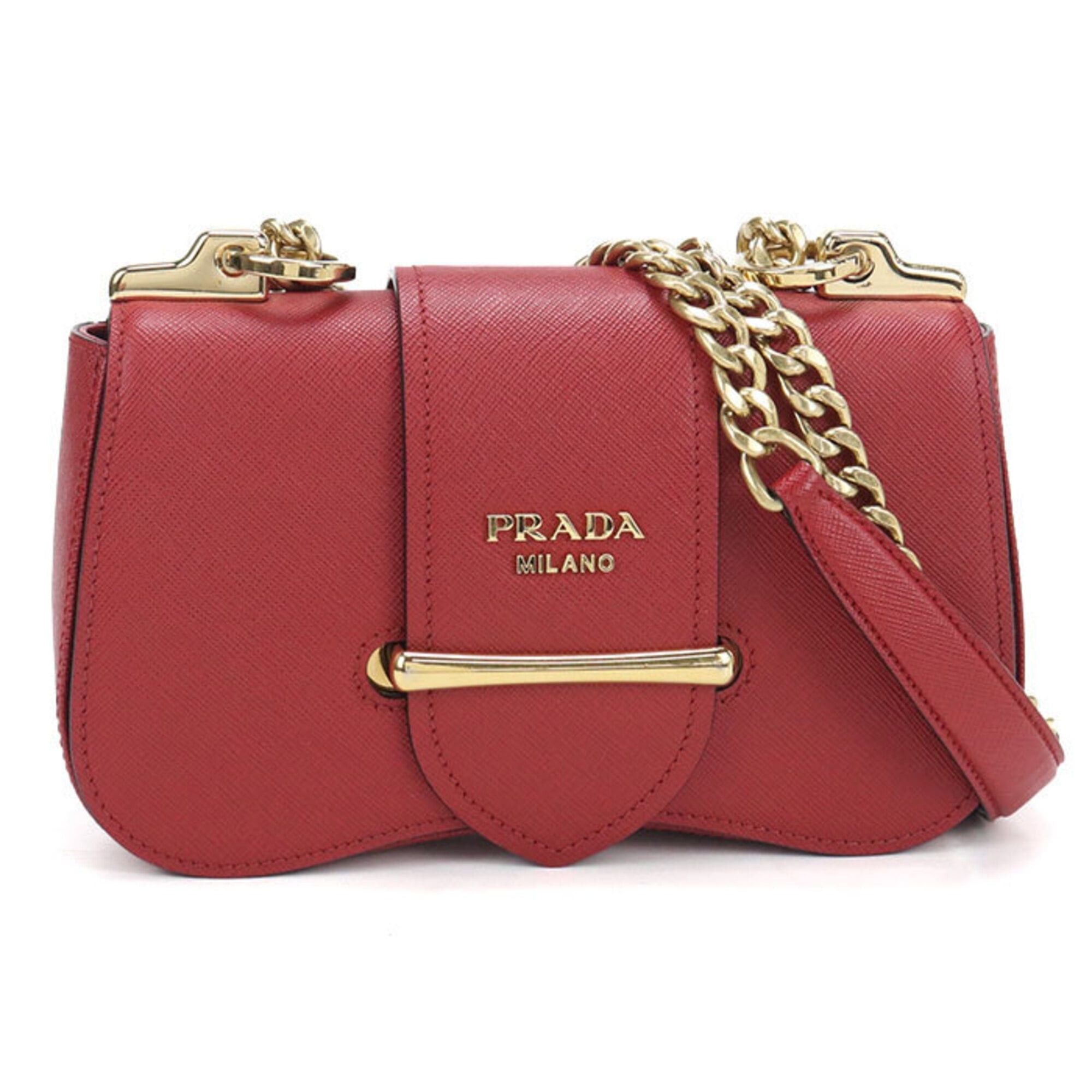 Prada Prada Crossbody Shoulder Bag 1BD219 Chain Saffiano Leather Women's Red Size ONE SIZE - 1 Thumbnail