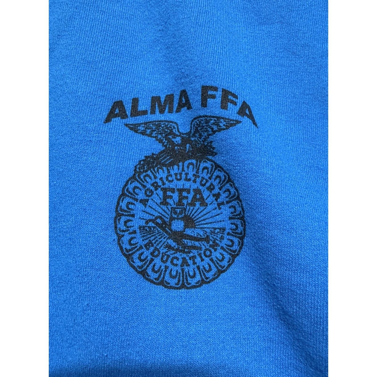 Gildan 2. It leverages key words (Gildan, FFA Agri Ed., Alma, MI, Crewneck, Sweatshirt, Blue, Small) Size US S / EU 44-46 / 1 - 2 Thumbnail