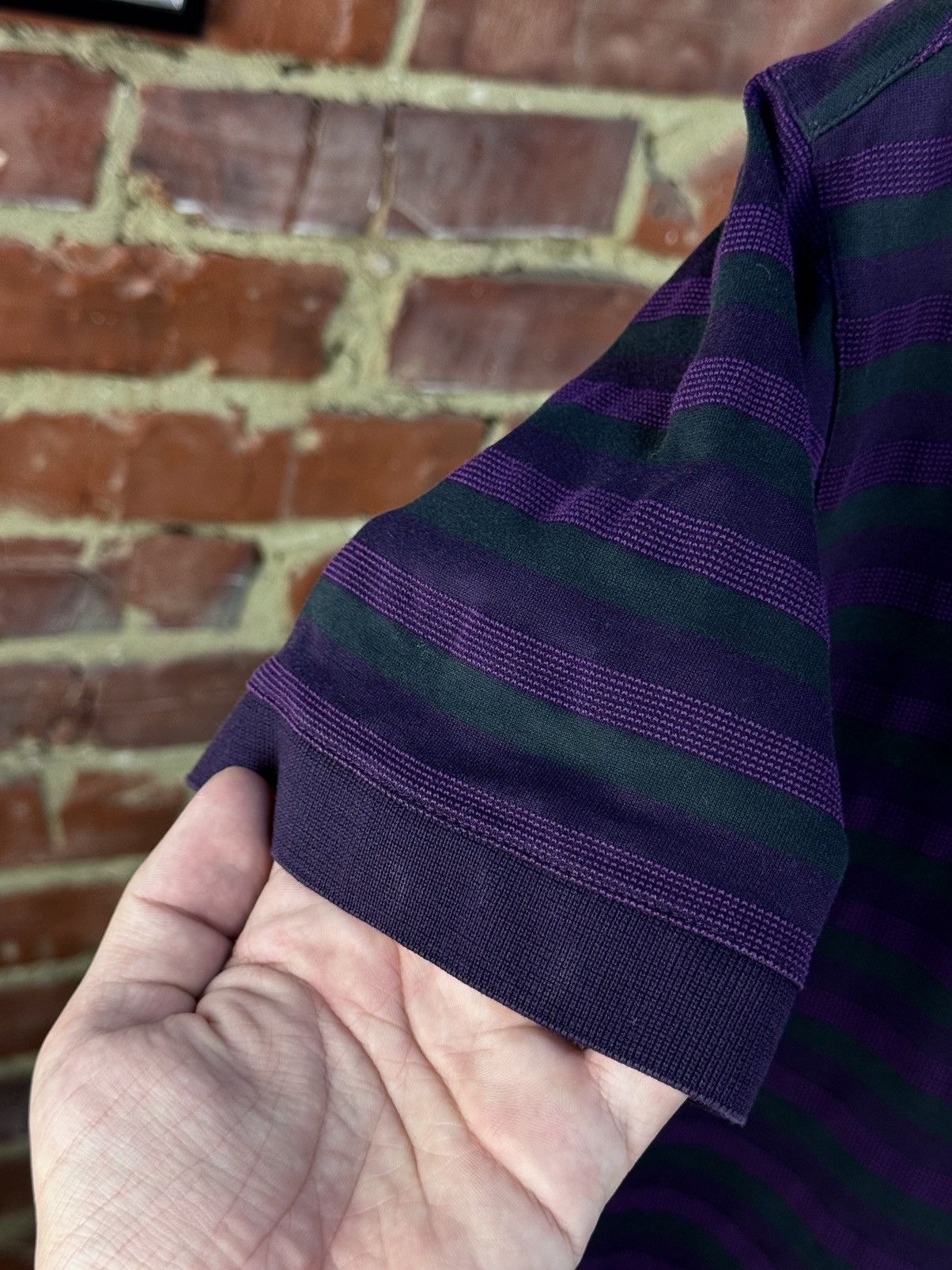 Designer × Ermenegildo Zegna × Z Zegna Ermenegildo Z Zegna Purple Striped Short Sleeve Polo Shirt Size US M / EU 48-50 / 2 - 9 Thumbnail