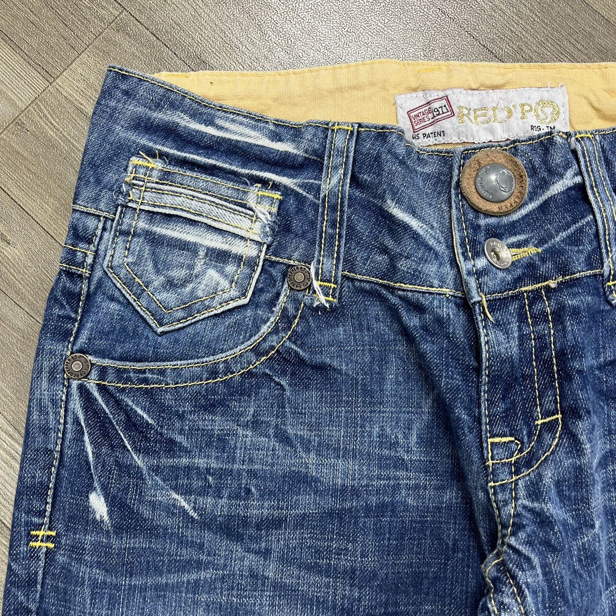If Six Was Nine Y2K RedPepper Embrodered Distressed Lgb Faded Flared Jeans Size 28" / US 6 / IT 42 - 8 Thumbnail