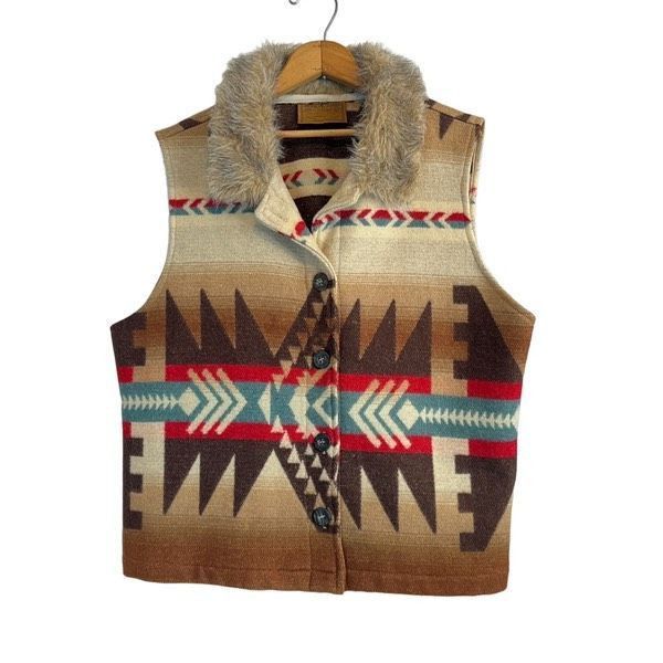 Vintage Vintage Saddle Ridge southwest fur trim wool blanket vest Size XL / US 12-14 / IT 48-50 - 1 Thumbnail