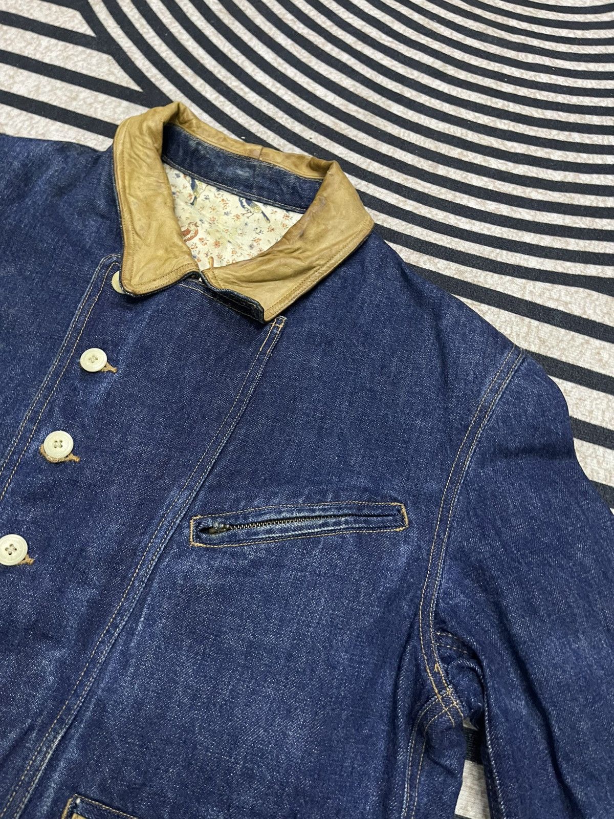 PPFM 90s PEYTON PLACE FOR MEN (PPFM) DENIM LEATHER BIKER JACKET Size US S / EU 44-46 / 1 - 9 Thumbnail