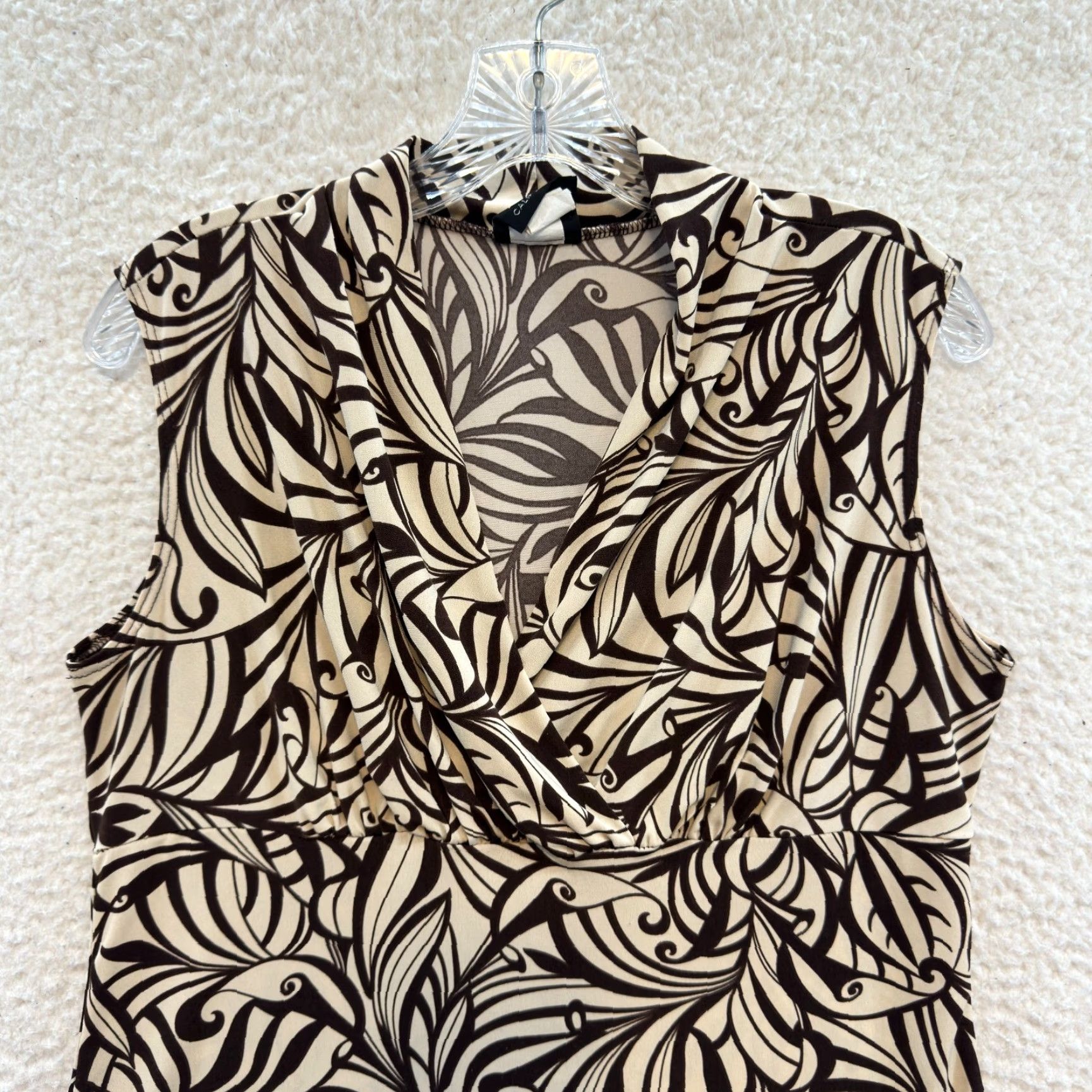 Vintage VINTAGE 90s Y2K Slinky Stretch Top L Brown Beige Sleeveless Pattern Print Shirt Mens Size L / US 10 / IT 46 - 3 Thumbnail