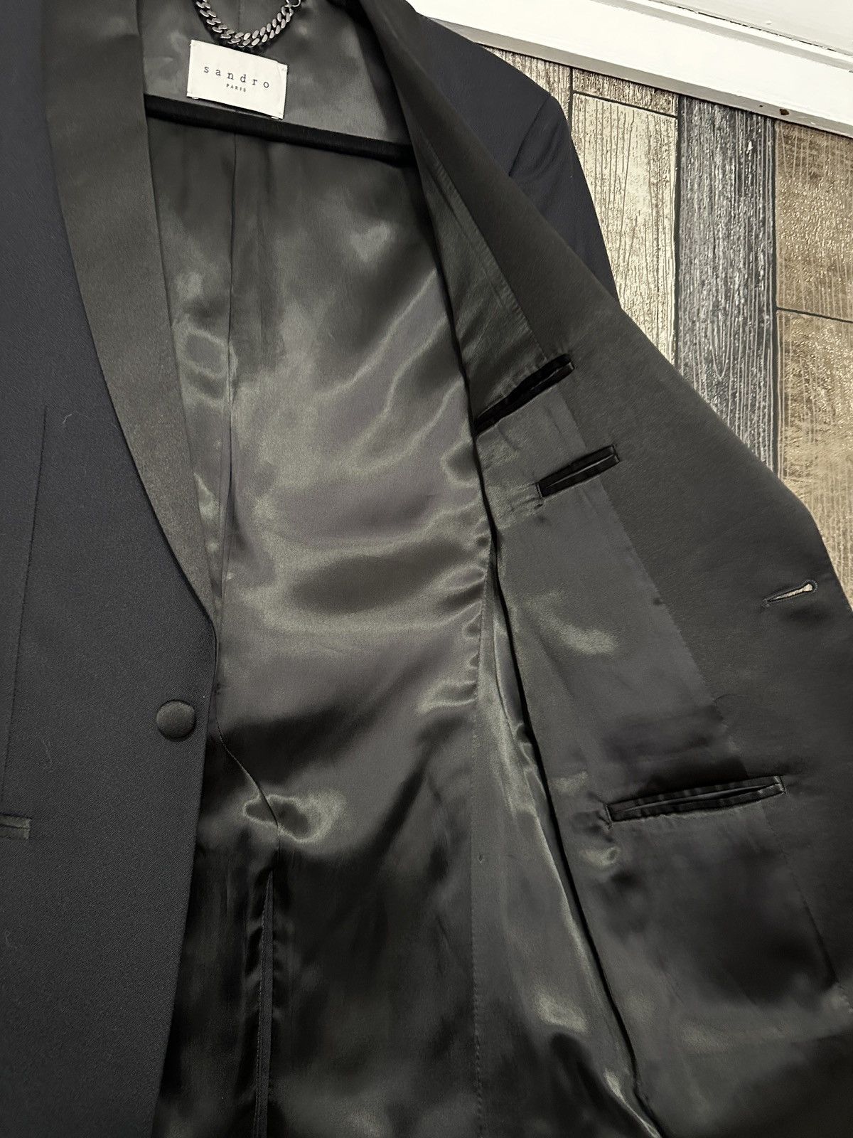 The Kooples Navy Silk Lapel Blazer Size 44S - 6 Thumbnail