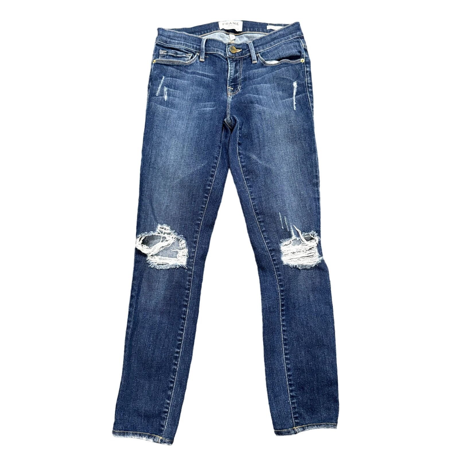 Frame Frame Denim Le Skinny de Jeanne Ripped Jeans in Blue Size 26 Size 26" / US 2 / IT 38 - 2 Thumbnail