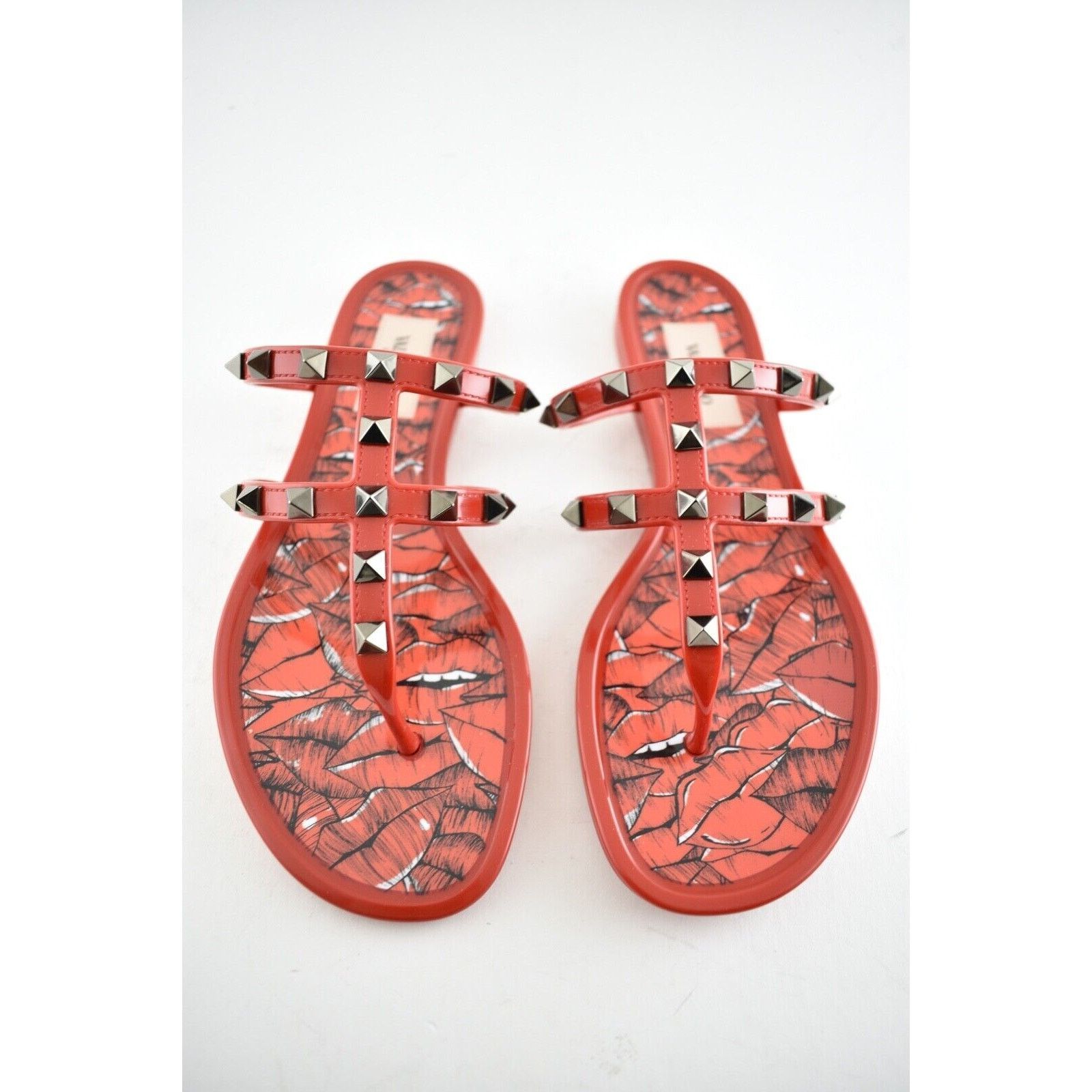 Valentino Valentino Rockstud Red Black Rubber Lipstick Jelly PVC Stud Size US 10 / IT 40 - 8 Thumbnail