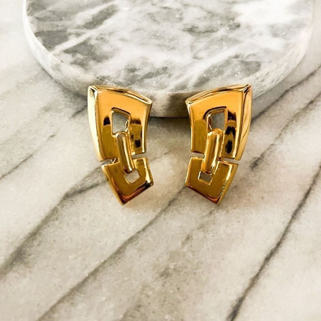 Vintage Vintage Napier Screw Back Earrings Gold Geometric MCM Size ONE SIZE - 1 Thumbnail