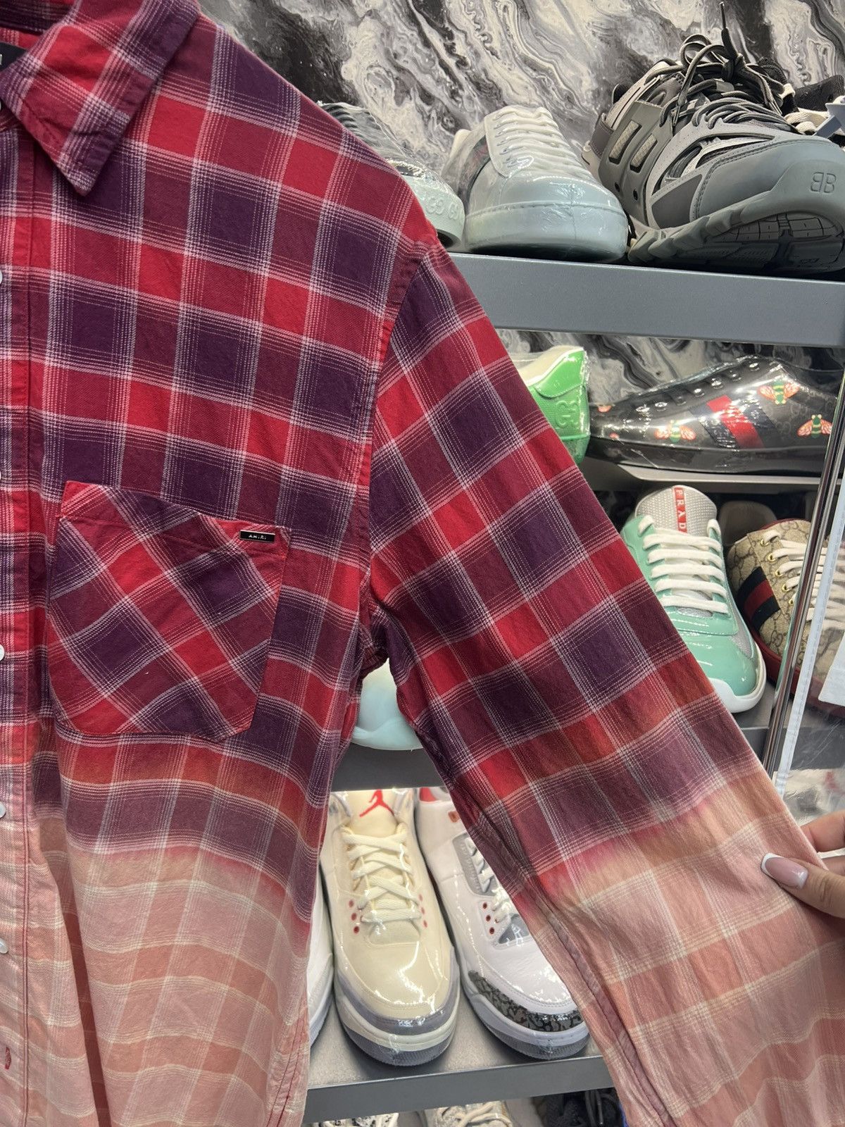 Amiri Amiri Red Bleached Flannel Size US S / EU 44-46 / 1 - 3 Thumbnail