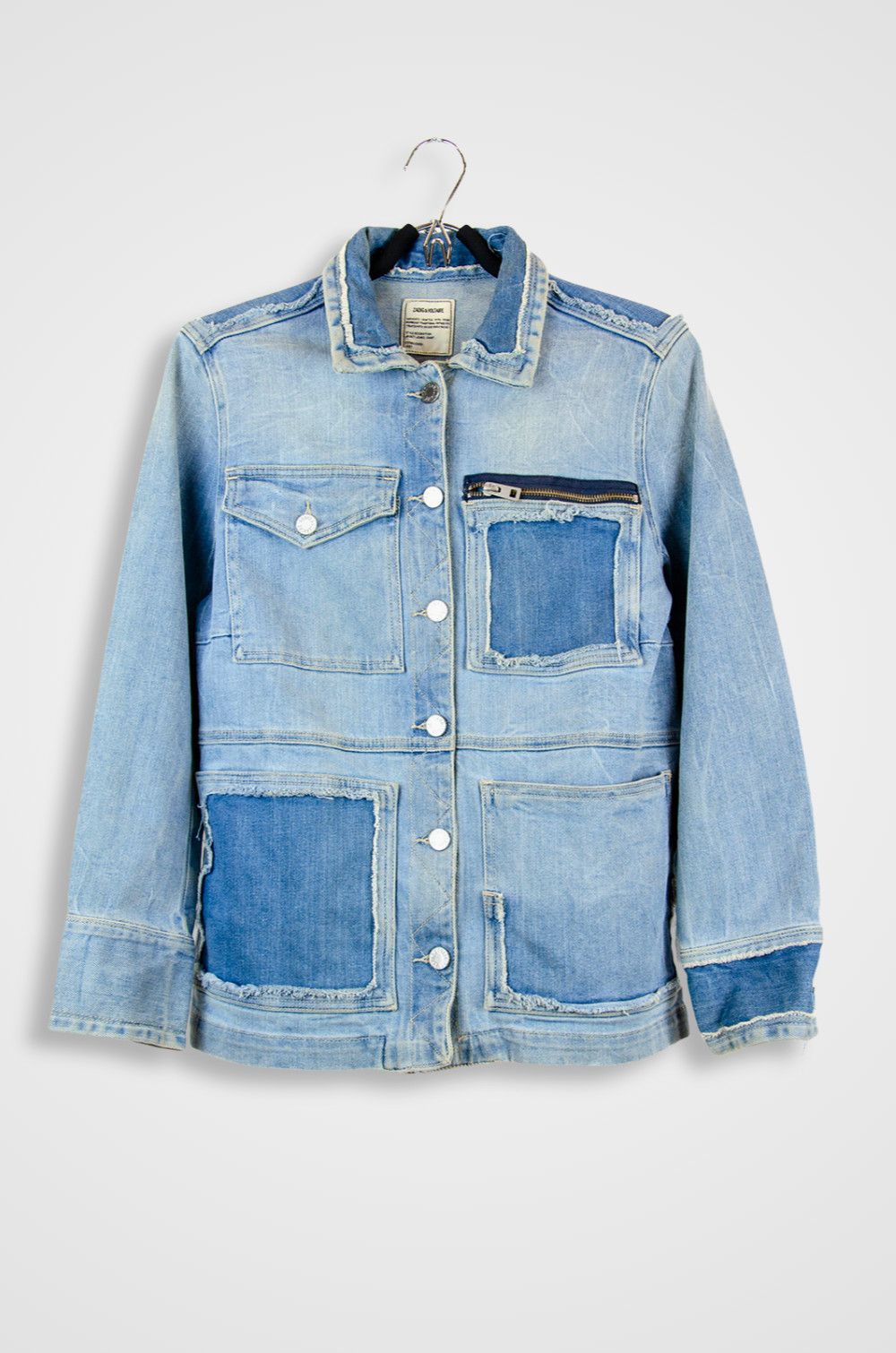Zadig & Voltaire Zadig Voltaire Patchwork Denim Jacket Blue Distressed - S Size S / US 4 / IT 40 - 1 Thumbnail