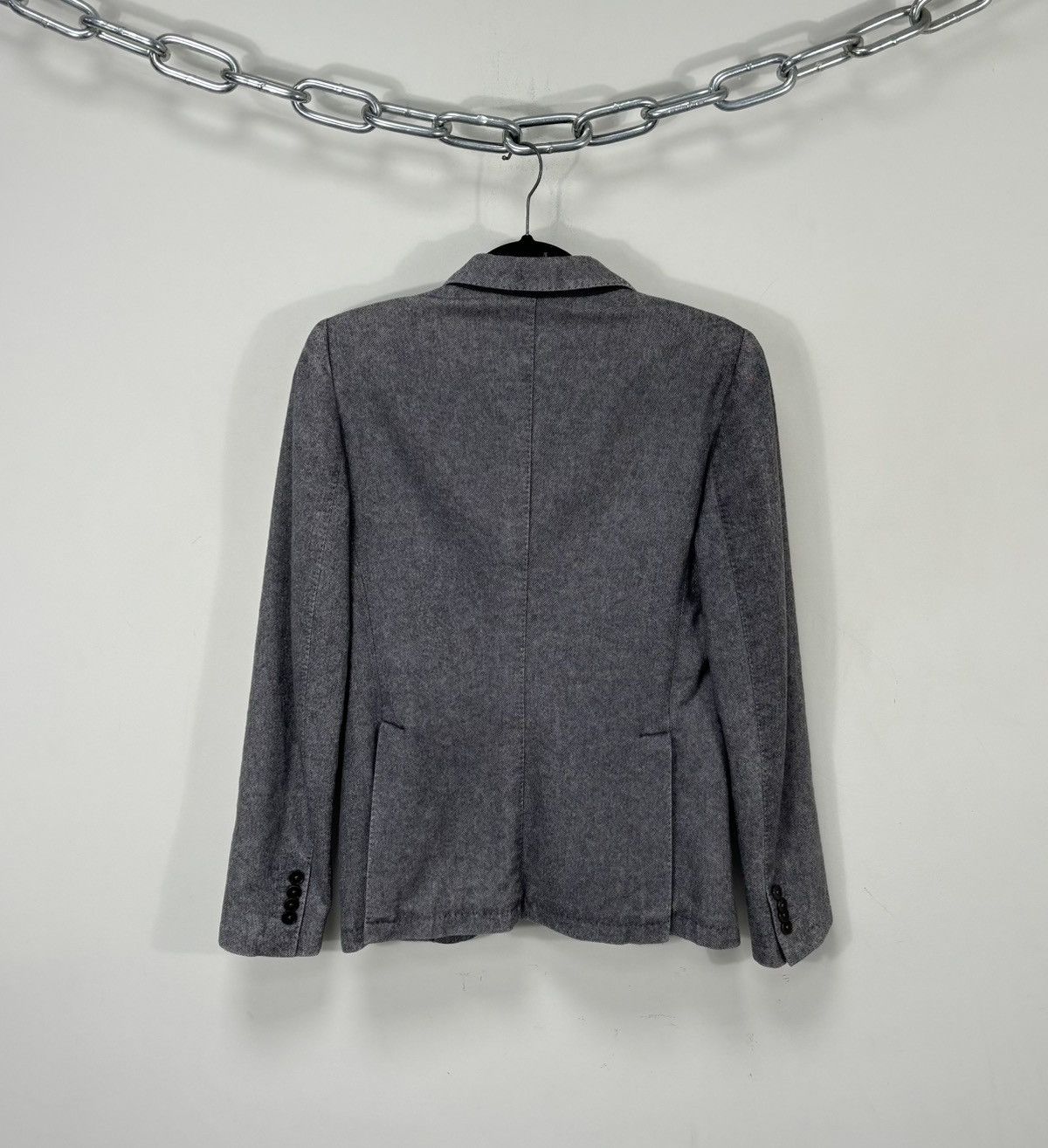 Tagliatore Tagliatore Women’s Herringbone Gray Wool Blend Blazer Jacket Size M / US 6-8 / IT 42-44 - 3 Thumbnail