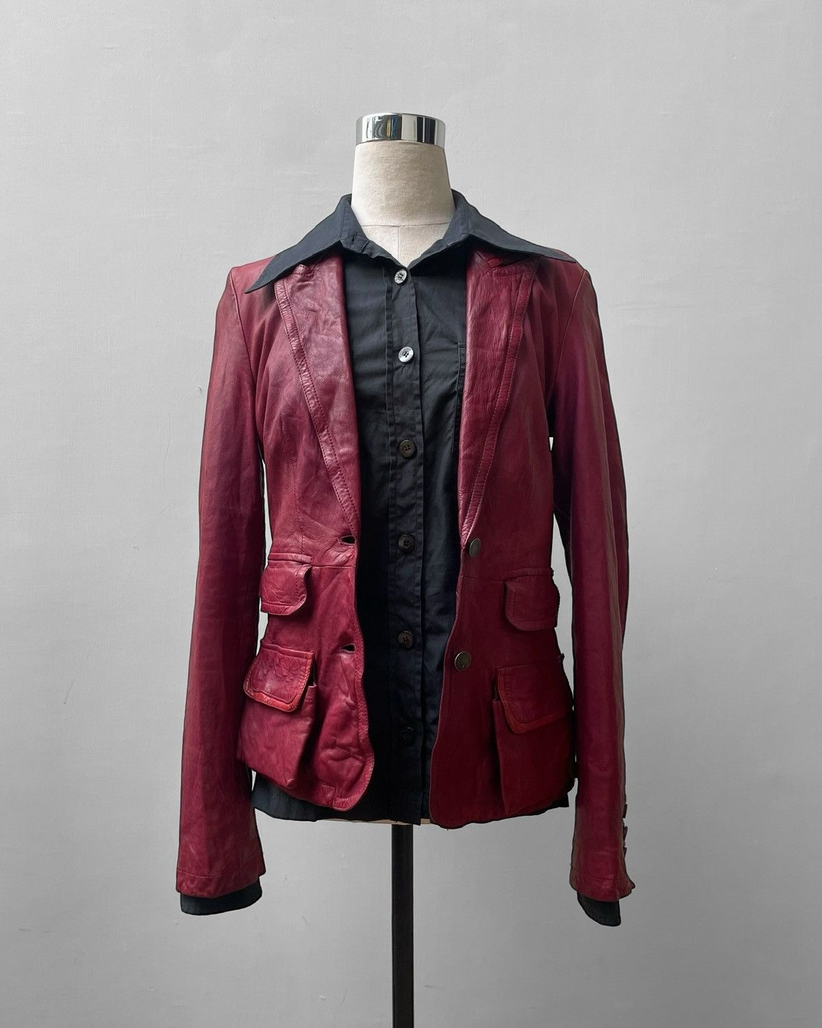 John Galliano Aw2007 Red Leather Cargo Blazer Size US S / EU 44-46 / 1 - 6 Thumbnail