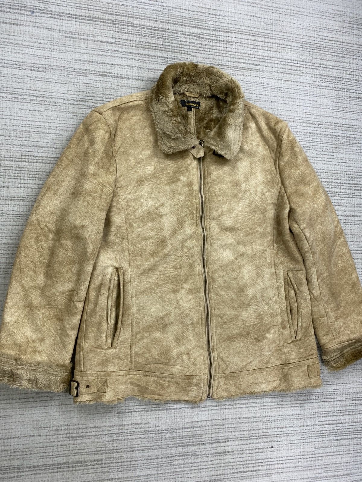 Leather Vintage FINWAY Suede Leather Faux Fur Lined Jacket Size US M / EU 48-50 / 2 - 3 Thumbnail
