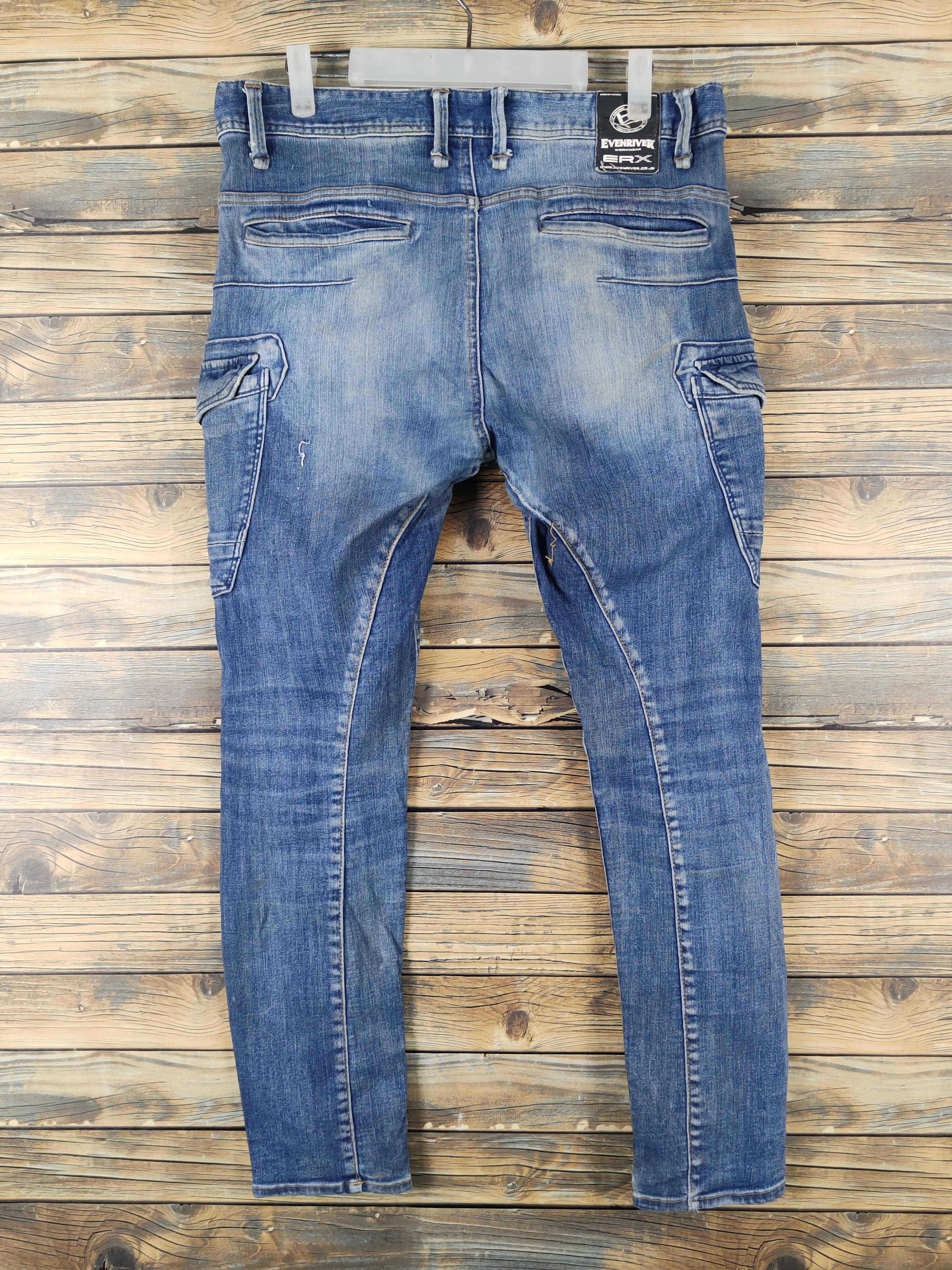 Japanese Brand Evenriver Blue utiltiy Distressed Ripped denim Jeans #W2076 Size US 33 - 7 Thumbnail