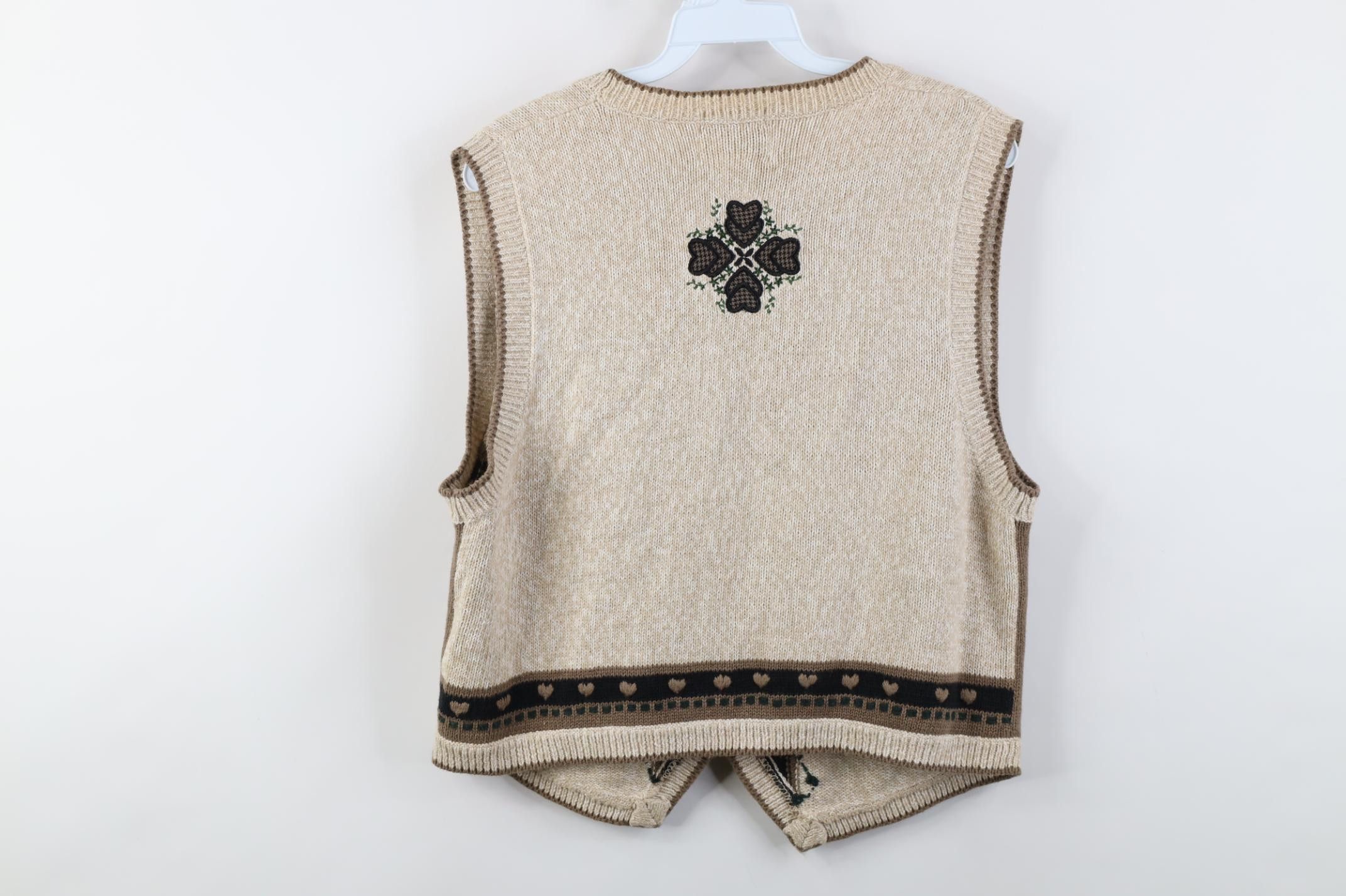 Vintage Vintage 90s Country Embroidered Heart Flower Knit Sweater Size M / US 6-8 / IT 42-44 - 10 Thumbnail