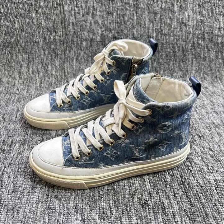 Louis Vuitton Louis Vuitton Stellar Denim High-Top Sneakers 0079 Size US 5 / IT 35 - 1 Thumbnail