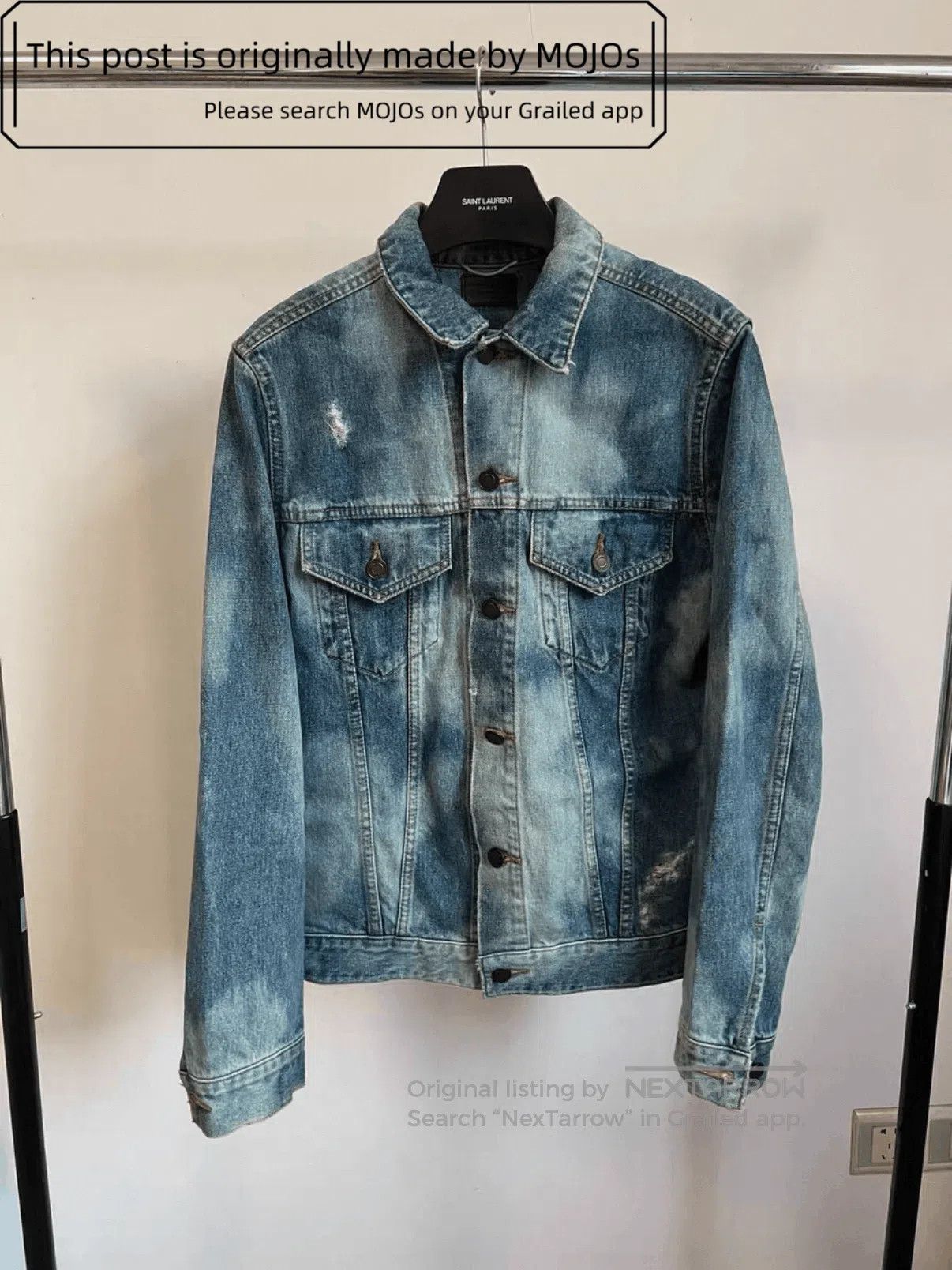 Saint Laurent Paris Sz S Saint Laurent Paris 17SS Bleach Denim Jacket mojos1513 Size US S / EU 44-46 / 1 - 1 Thumbnail