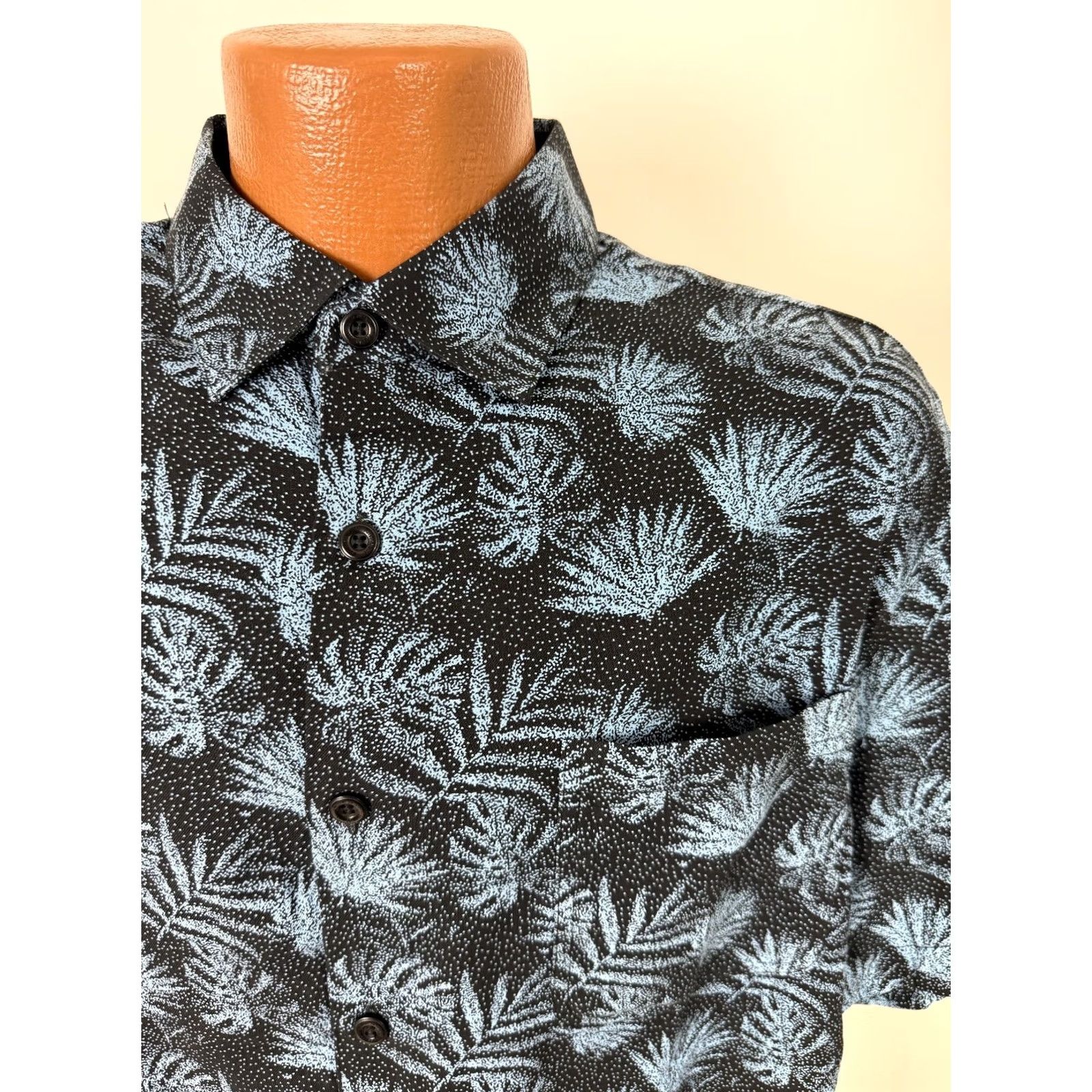 Nat Nast VINTAGE Nat Nast Shirt Men M Hawaiian Palm Frond Pointilism Aloha Luau Silk Cotton Black Summer Beach Tropic Nat Nast Luxury Originals Size US M / EU 48-50 / 2 - 3 Thumbnail