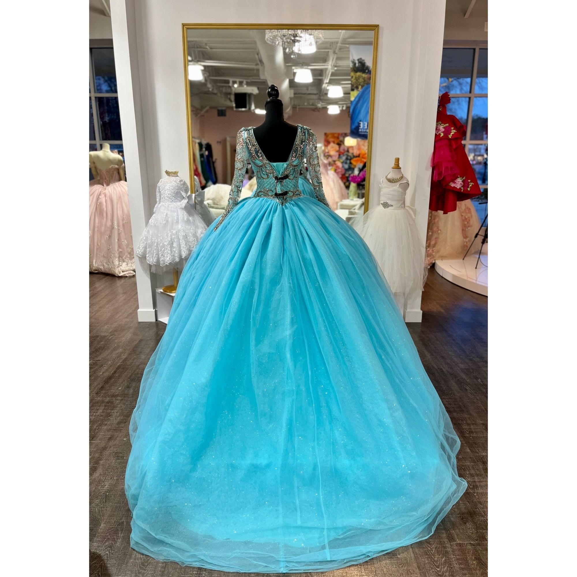 Other Enchanting Beaded Long-Sleeved Ballgown by House of Wu - Tul Size L / US 10 / IT 46 - 4 Thumbnail