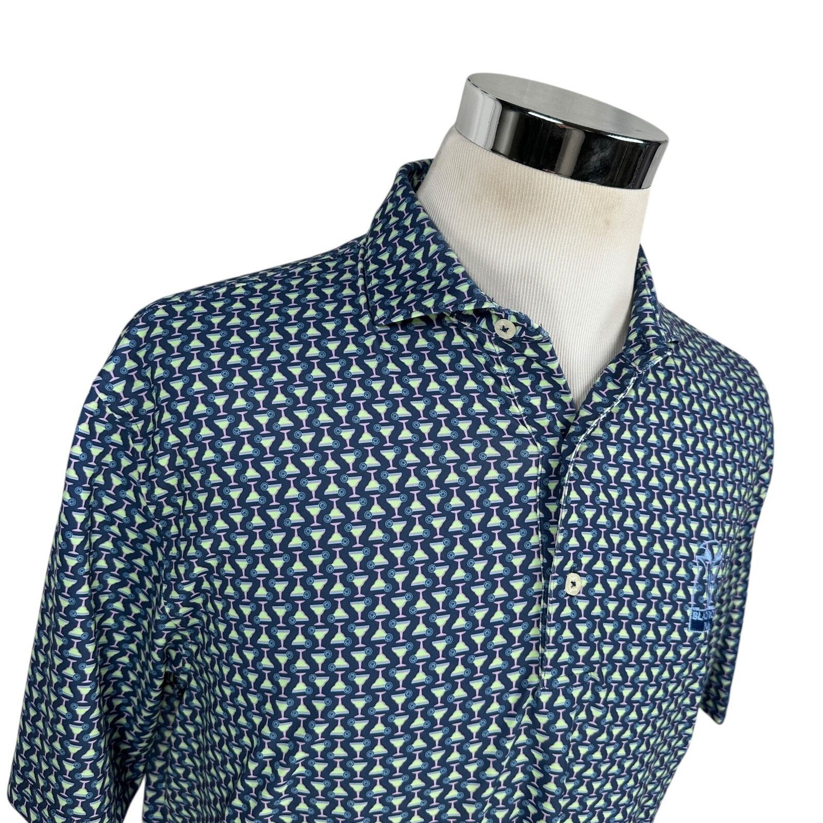 Other Turtleson Polo Shirt Men Large Blue Margarita Cocktail AOP Size US L / EU 52-54 / 3 - 2 Thumbnail