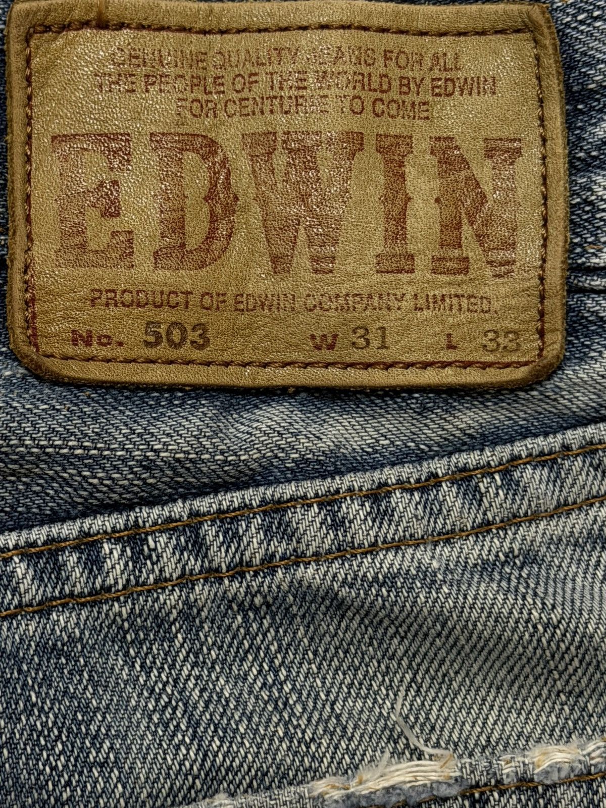 Edwin Vintage 90s Japan Edwin 503 Blue Faded Wash Straight Leg Size US 30 / EU 46 - 6 Thumbnail