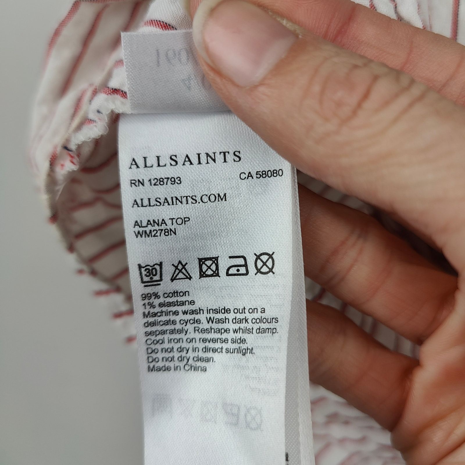 Allsaints AllSaints Alana Top 0 White Red Stripe Twist Front Crop Size XS / US 0-2 / IT 36-38 - 9 Thumbnail