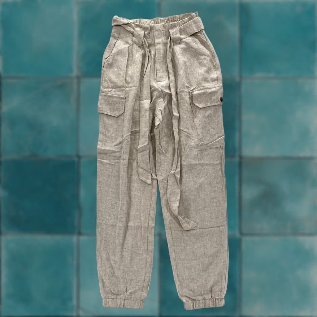 Vintage Hayden Los Angeles Brown Jogger Pants S Women's Linen Blend Tie Waist Utility Size 42" / US 20 - 1 Thumbnail