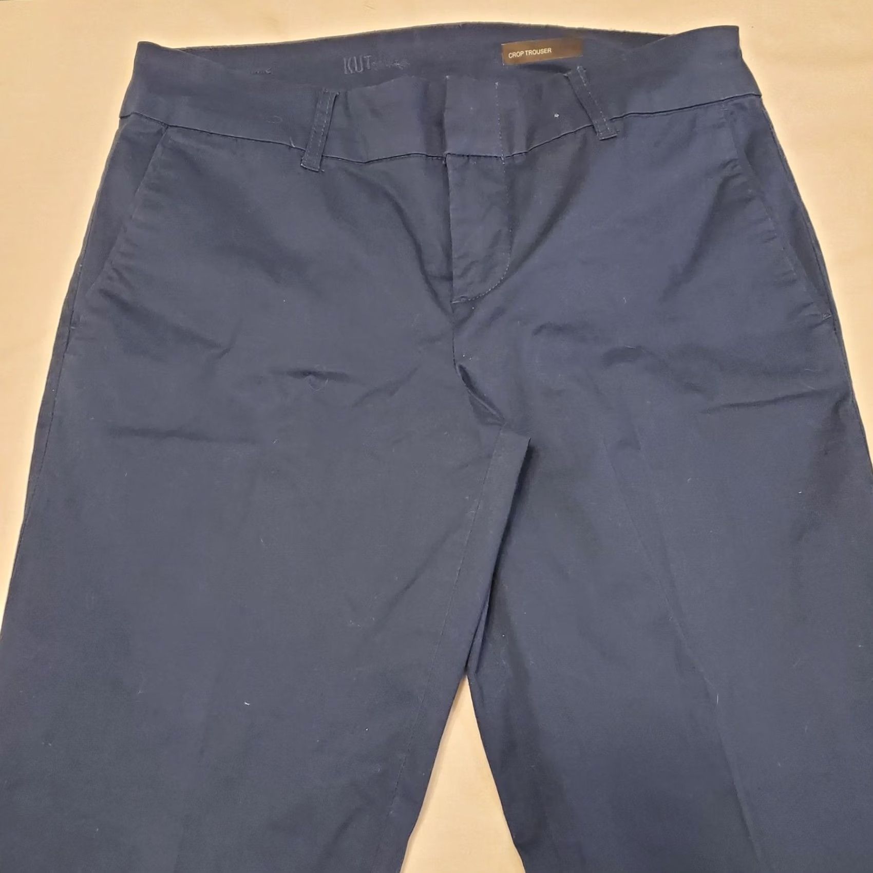 Vintage KUT From the Kloth Pants Sz 4 Women Dark Blue Crop Trousers Career Business Ankle Size 27" / US 4 / IT 40 - 3 Thumbnail