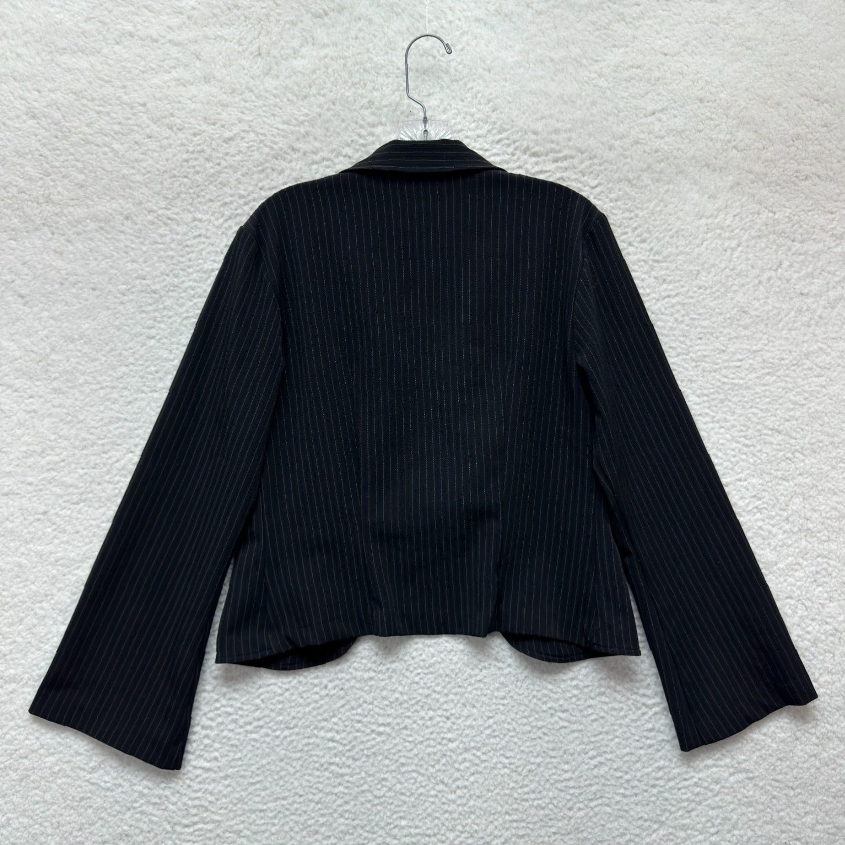 Vintage VINTAGE 90s Y2K Blazer Jacket Top Large Black Open Tie Front Corpcore Office Womens L Size L / US 10 / IT 46 - 3 Thumbnail